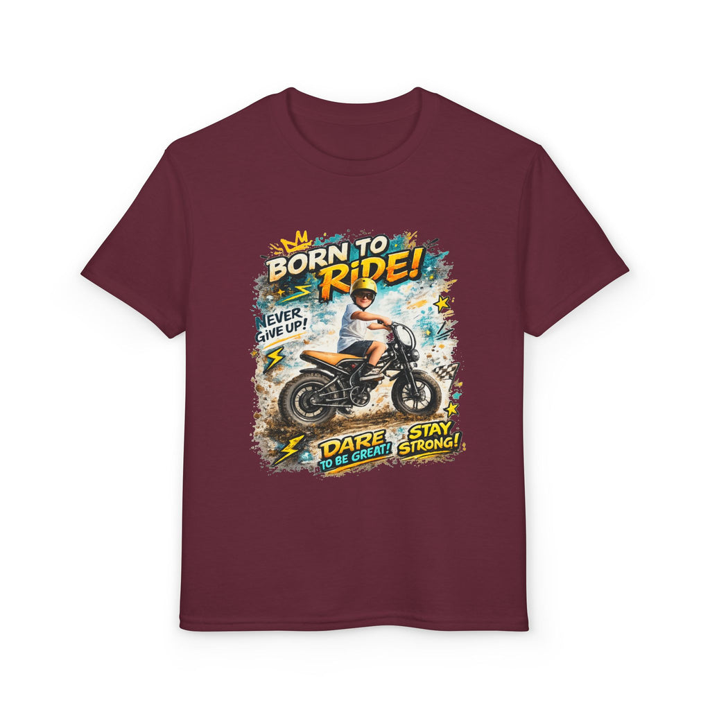 Youth Motorcycle T-Shirt — Born to Ride Graphic Tee for Boys & Girls (Dare to Be Great) 2607042