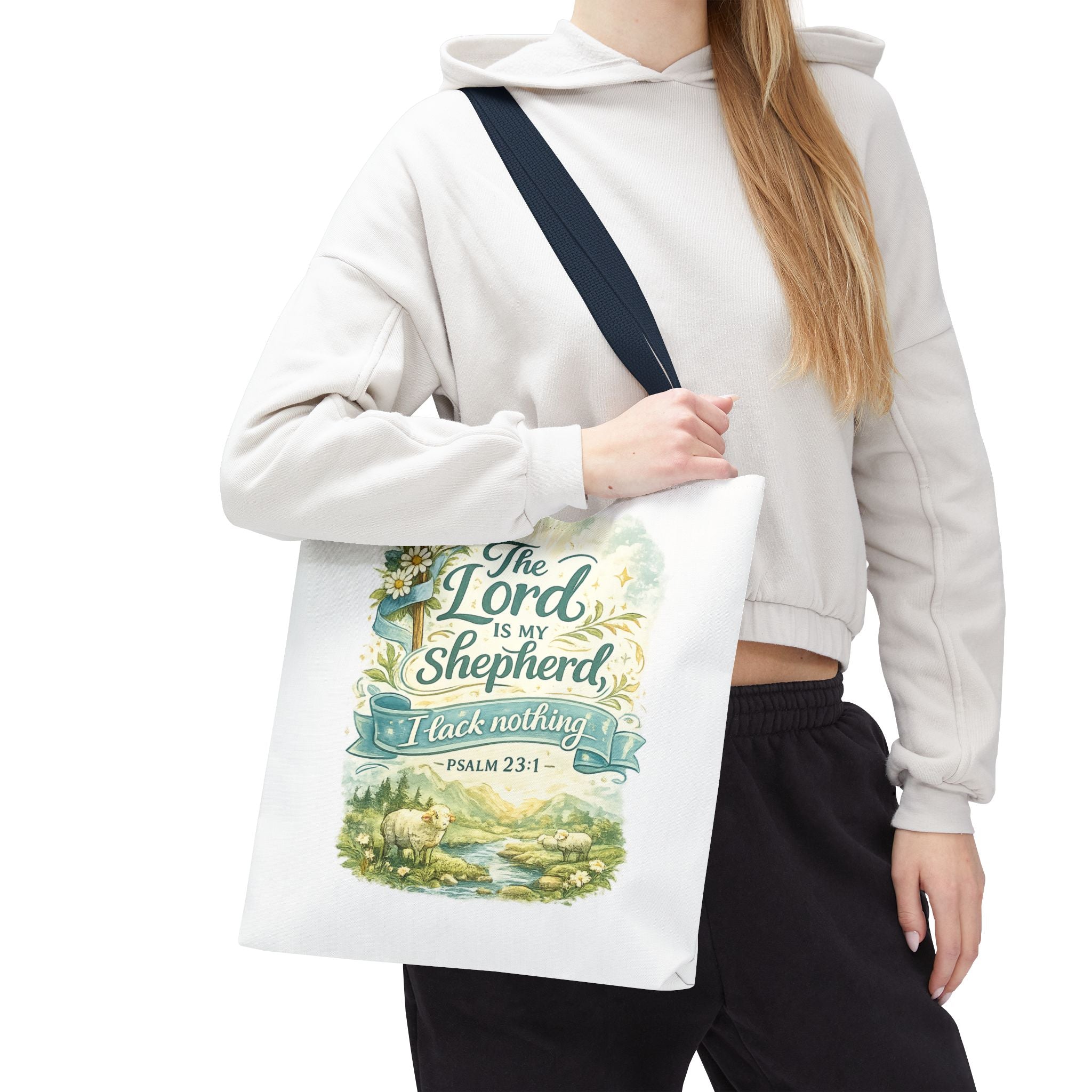 Floral Faith Tote Bag | The Lord Is My Shepherd | Psalm 23:1  4 Colors 2607043