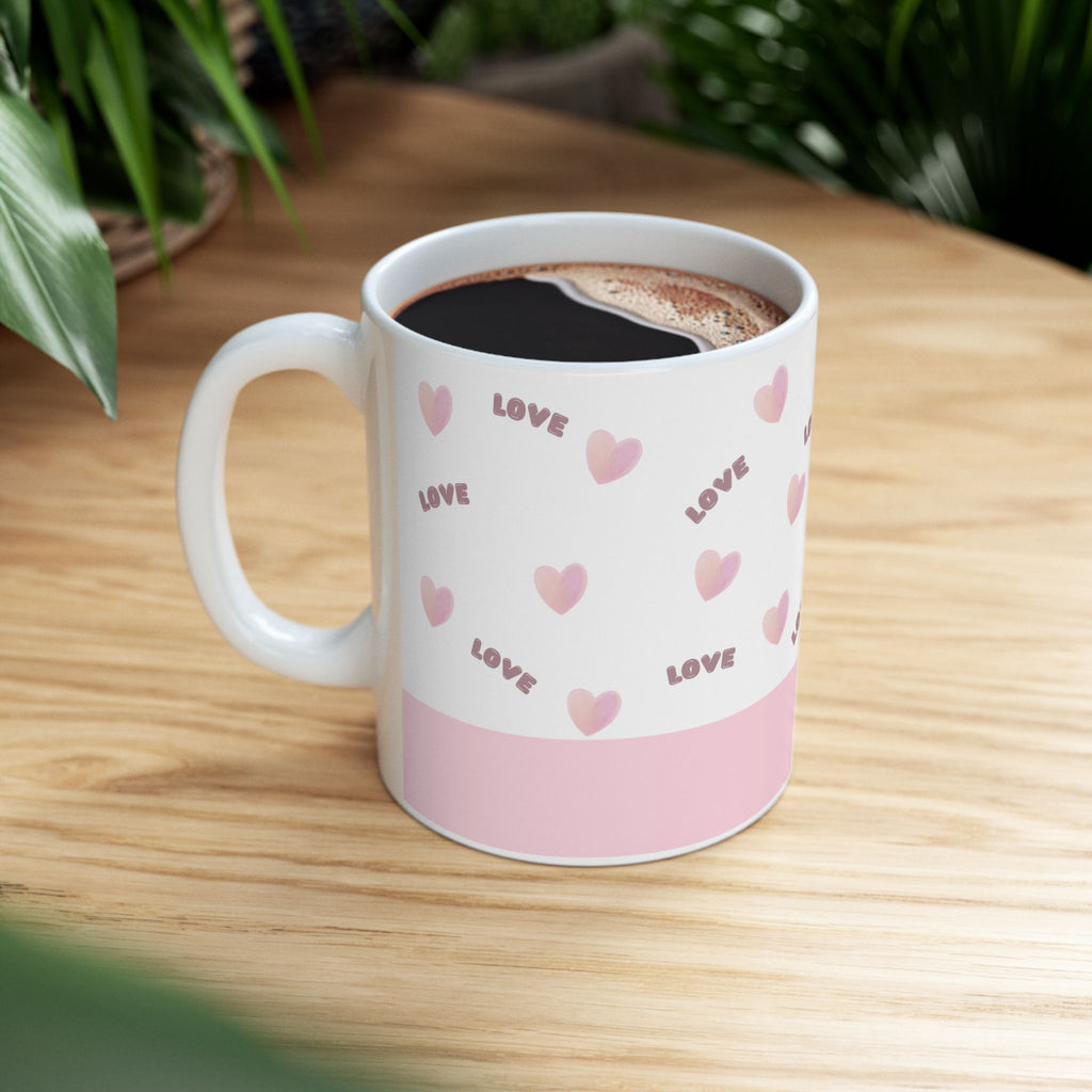 Love Bear Ceramic Mug — Cute Pink Heart Coffee Cup (11oz & 15oz)
