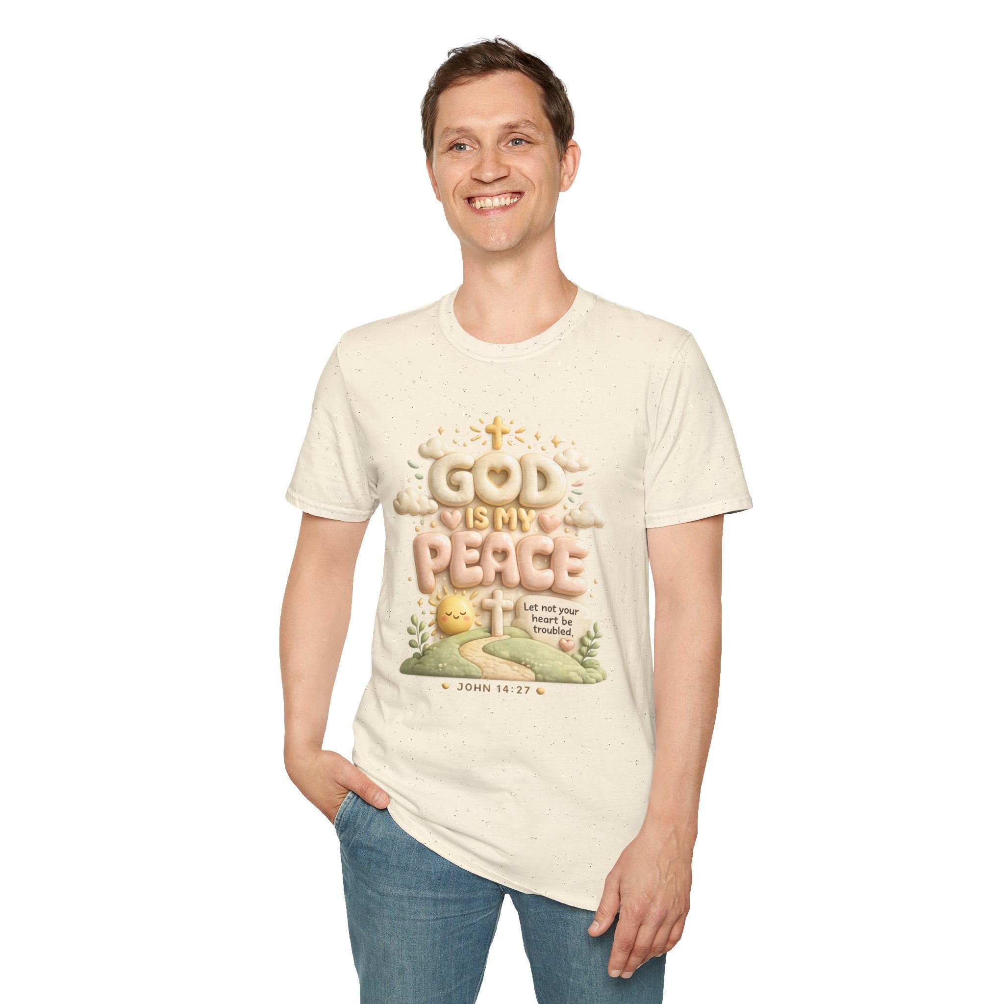 God Is My Peace T-Shirt — Christian Faith Tee with Soft Pastel Cloud Design