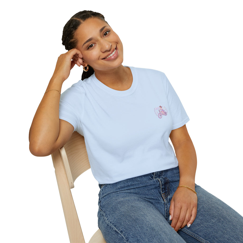 Vintage Lavender Bicycle Pocket T‑Shirt — Cute Retro Bike Graphic Tee