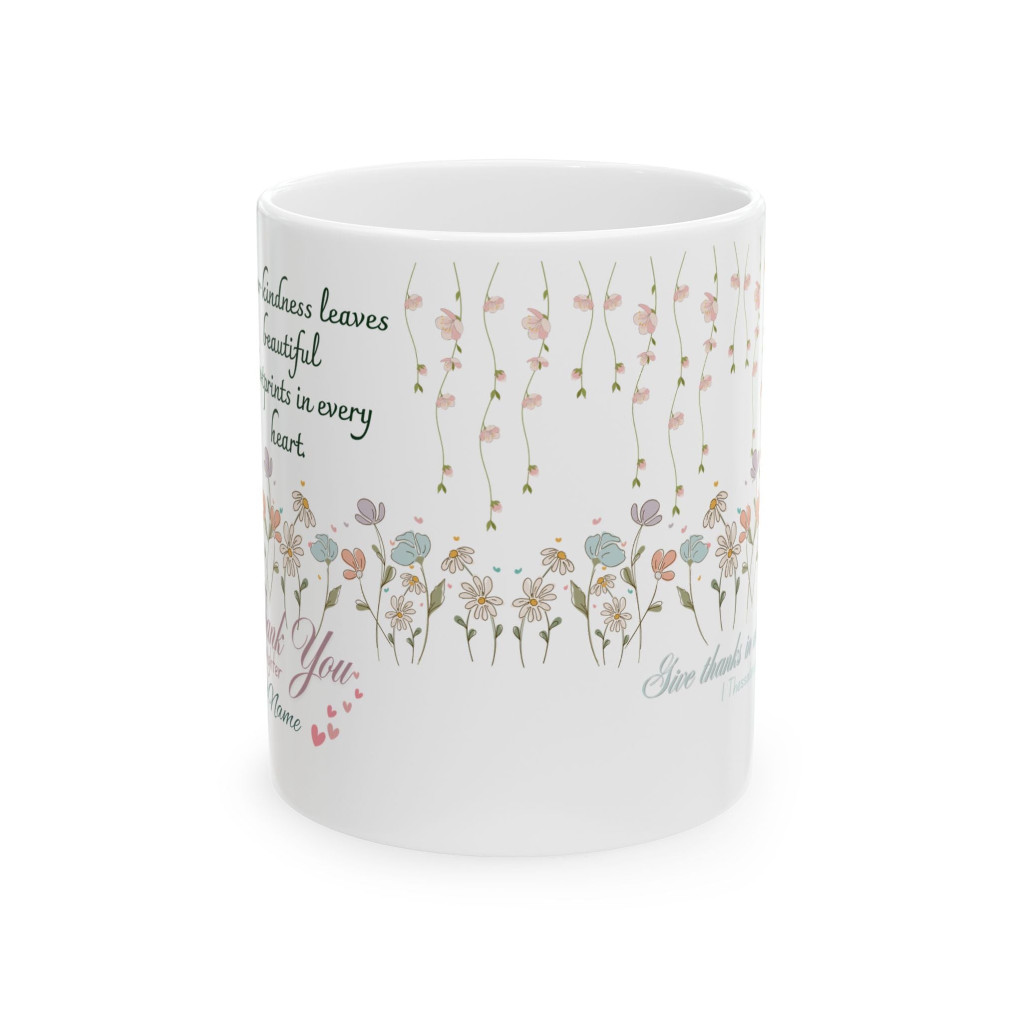Custom Floral For Thank You Ceramic Coffee Mug   | Love Leaves Beautiful Marks | Memorial Coffee Cup (11oz, 15oz) 2607036