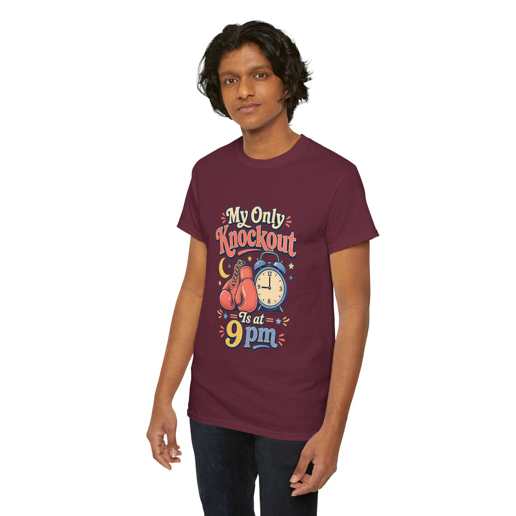 My Only Knockout Is at 9PM T-Shirt |  Funny Night Owl Boxing Graphic Tee  2607044
