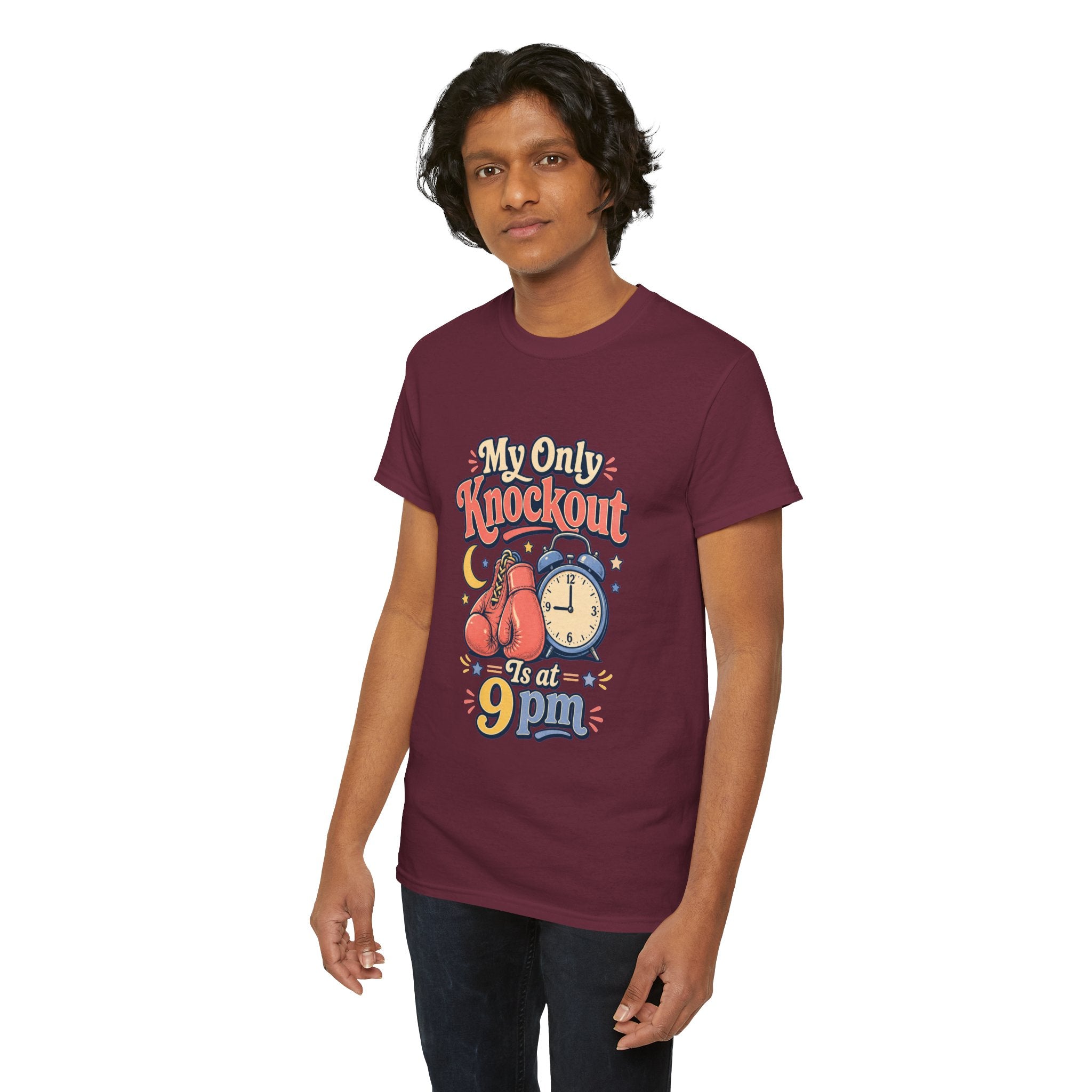 My Only Knockout Is at 9PM T-Shirt |  Funny Night Owl Boxing Graphic Tee  2607044