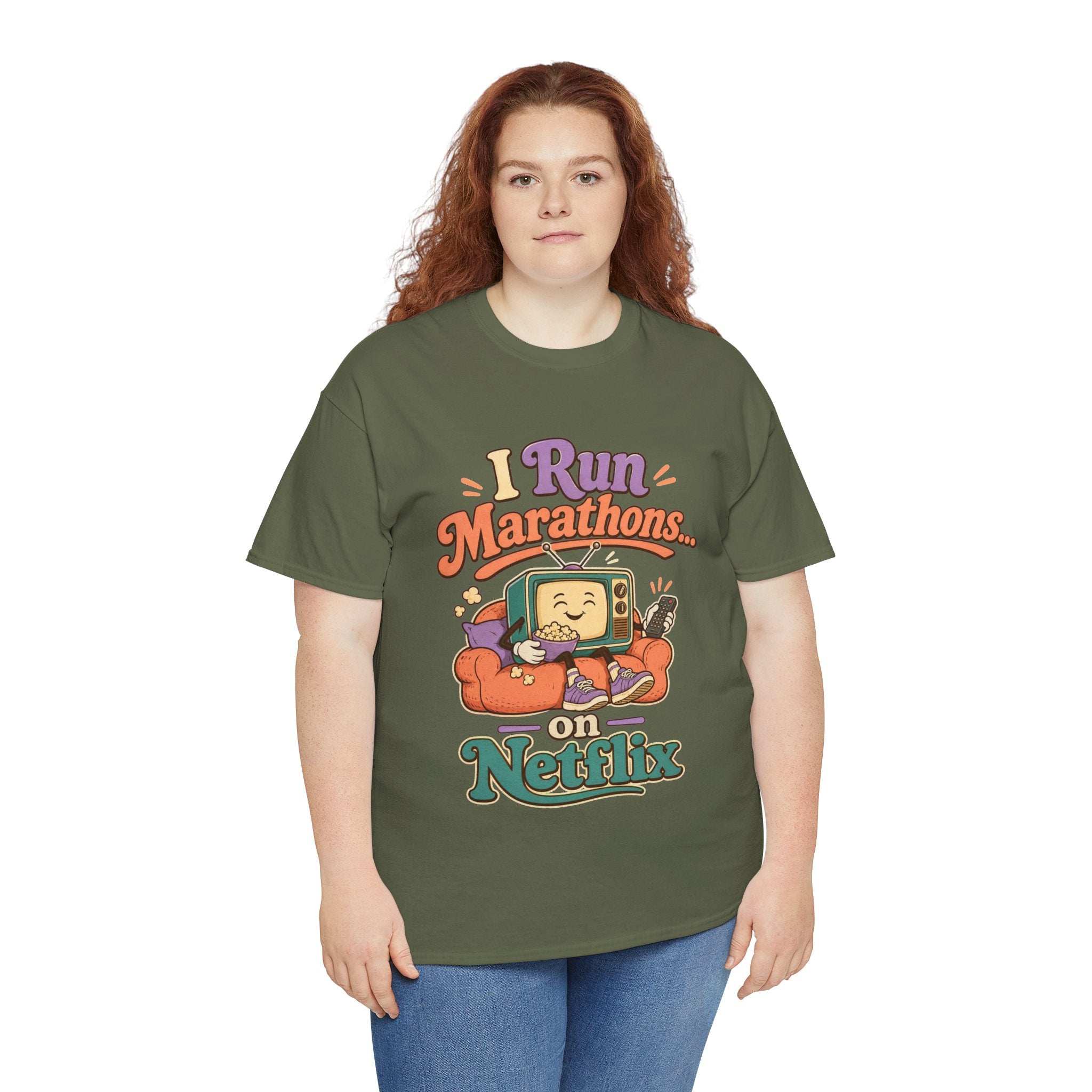 TV Marathon Tee — "I Run Marathons on Netflix" Funny Binge-Watching Shirt