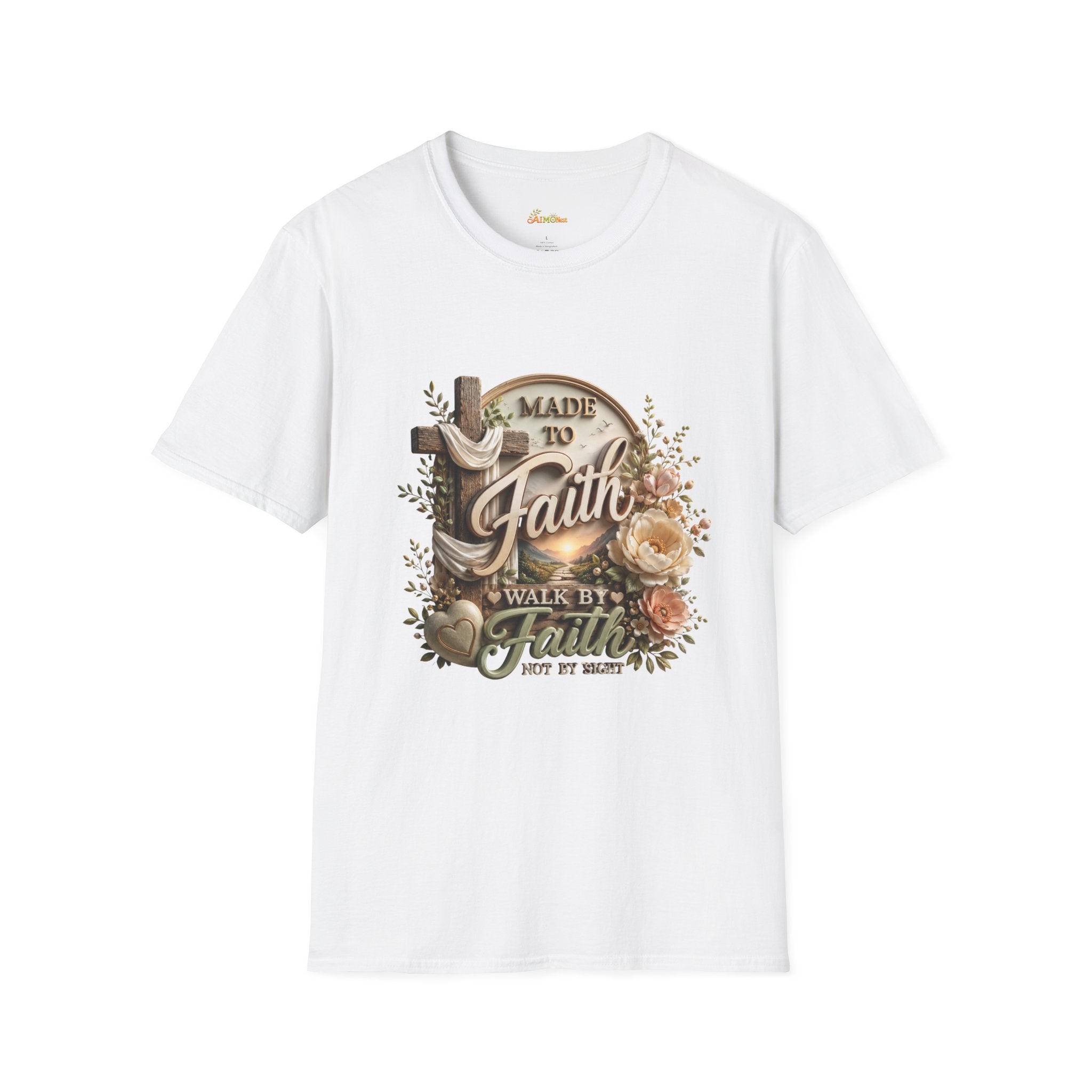 Made to Faith T-Shirt | Christian Cross Floral Scripture Tee