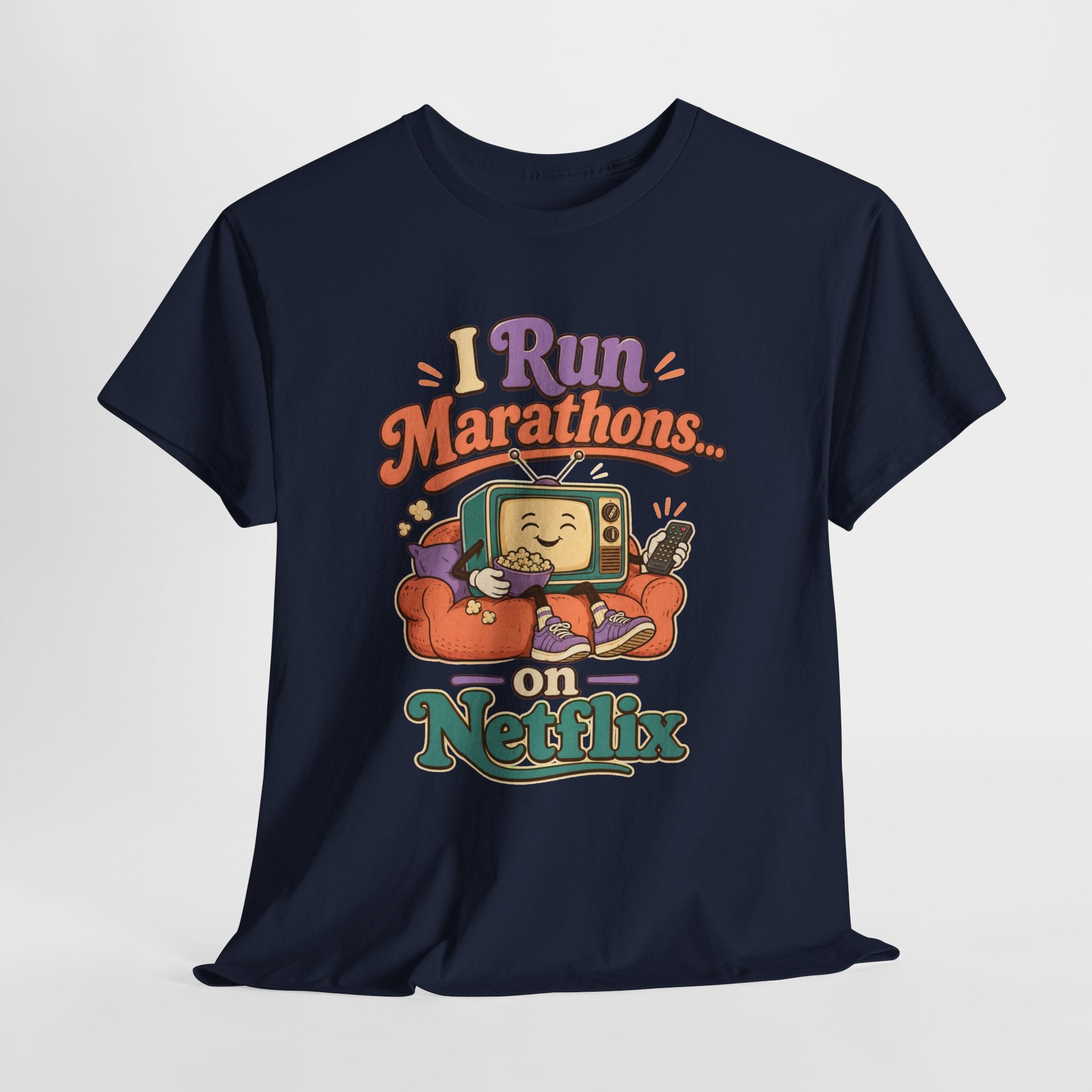 TV Marathon Tee — "I Run Marathons on Netflix" Funny Binge-Watching Shirt