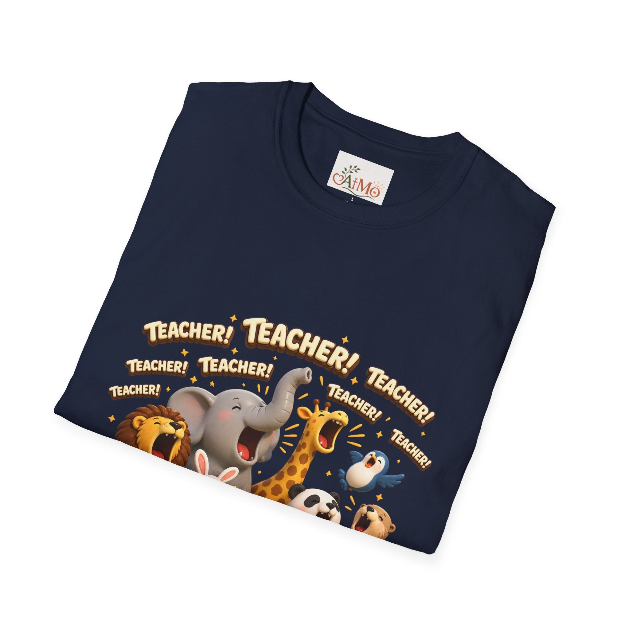 Cute Jungle Animals Saying TEACHER! T-Shirt | Elephant Giraffe Lion Penguin Design