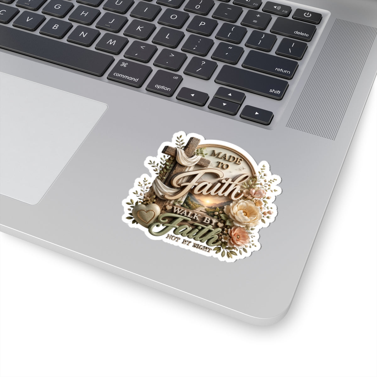 Faith sticker | Christian cross floral cut sticker