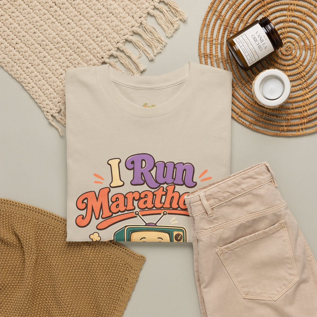 TV Marathon Tee — "I Run Marathons on Netflix" Funny Binge-Watching Shirt