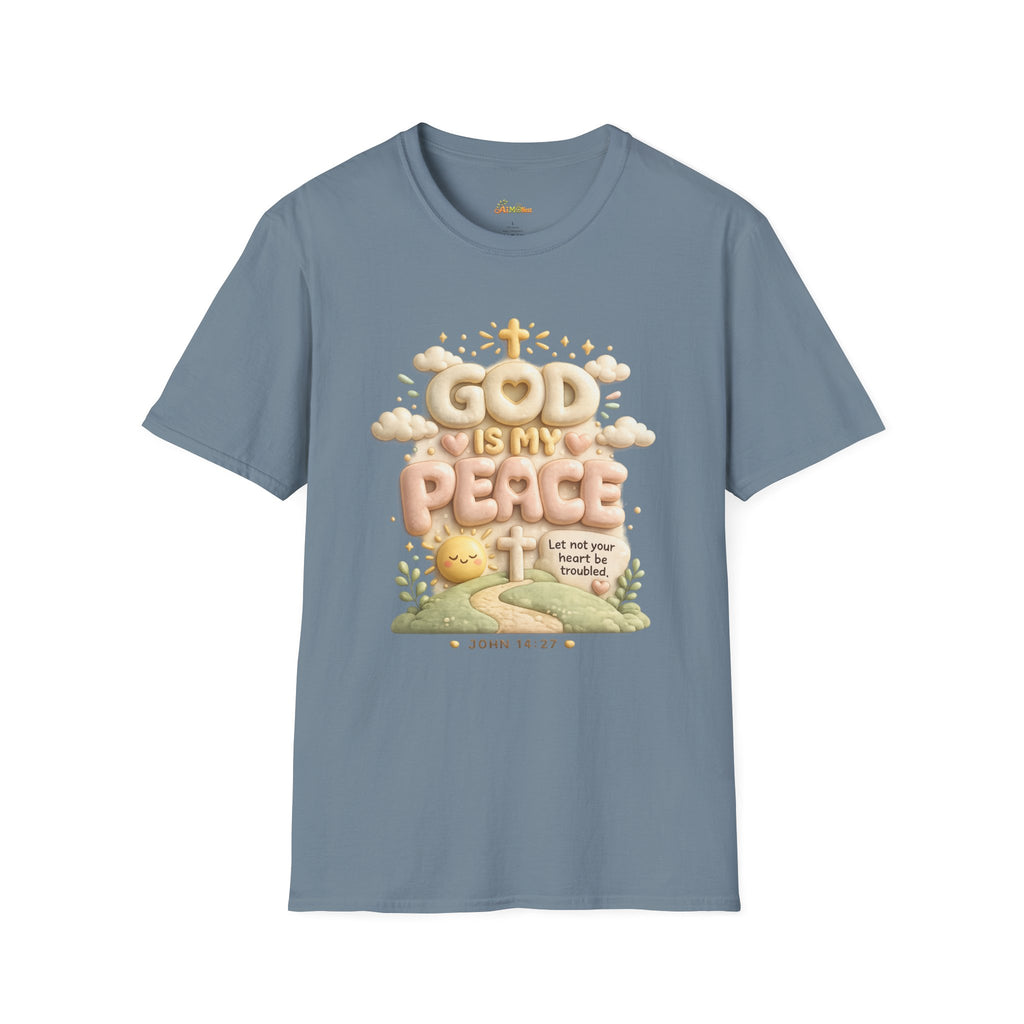 God Is My Peace T-Shirt — Christian Faith Tee with Soft Pastel Cloud Design