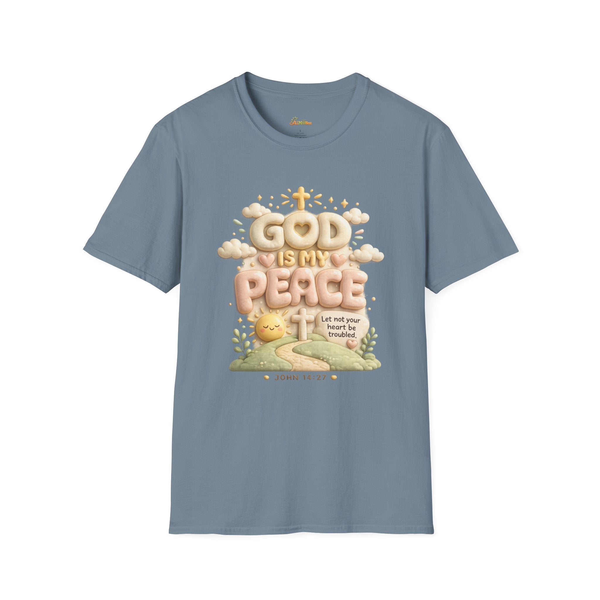 God Is My Peace T-Shirt — Christian Faith Tee with Soft Pastel Cloud Design