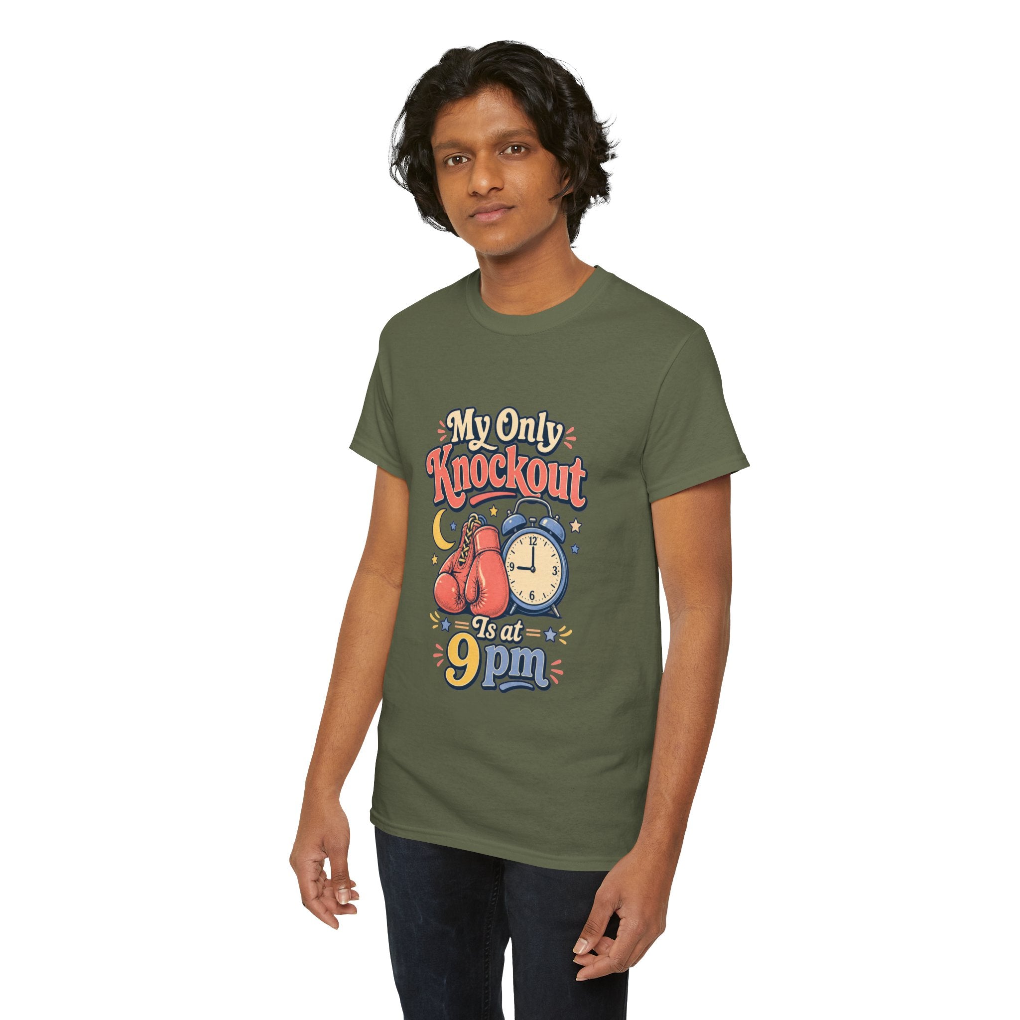 My Only Knockout Is at 9PM T-Shirt |  Funny Night Owl Boxing Graphic Tee  2607044