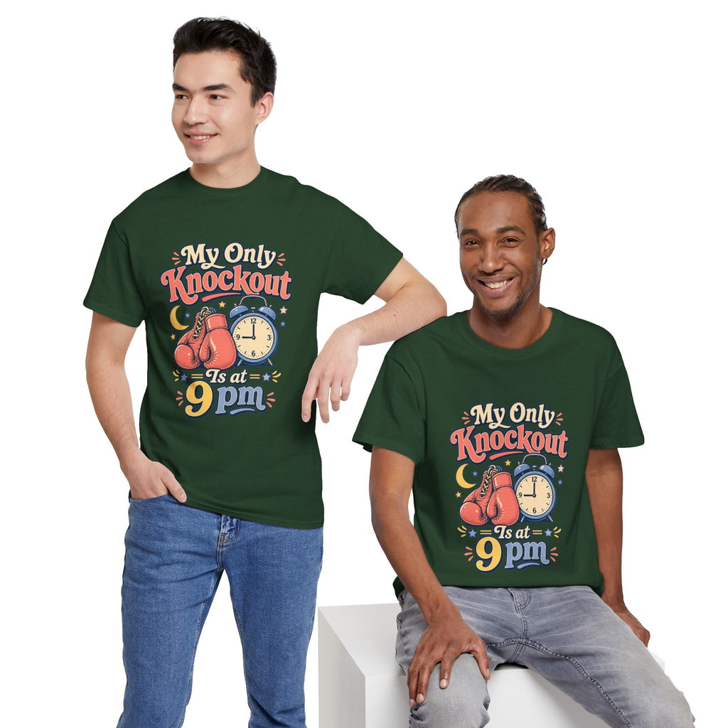 My Only Knockout Is at 9PM T-Shirt |  Funny Night Owl Boxing Graphic Tee  2607044