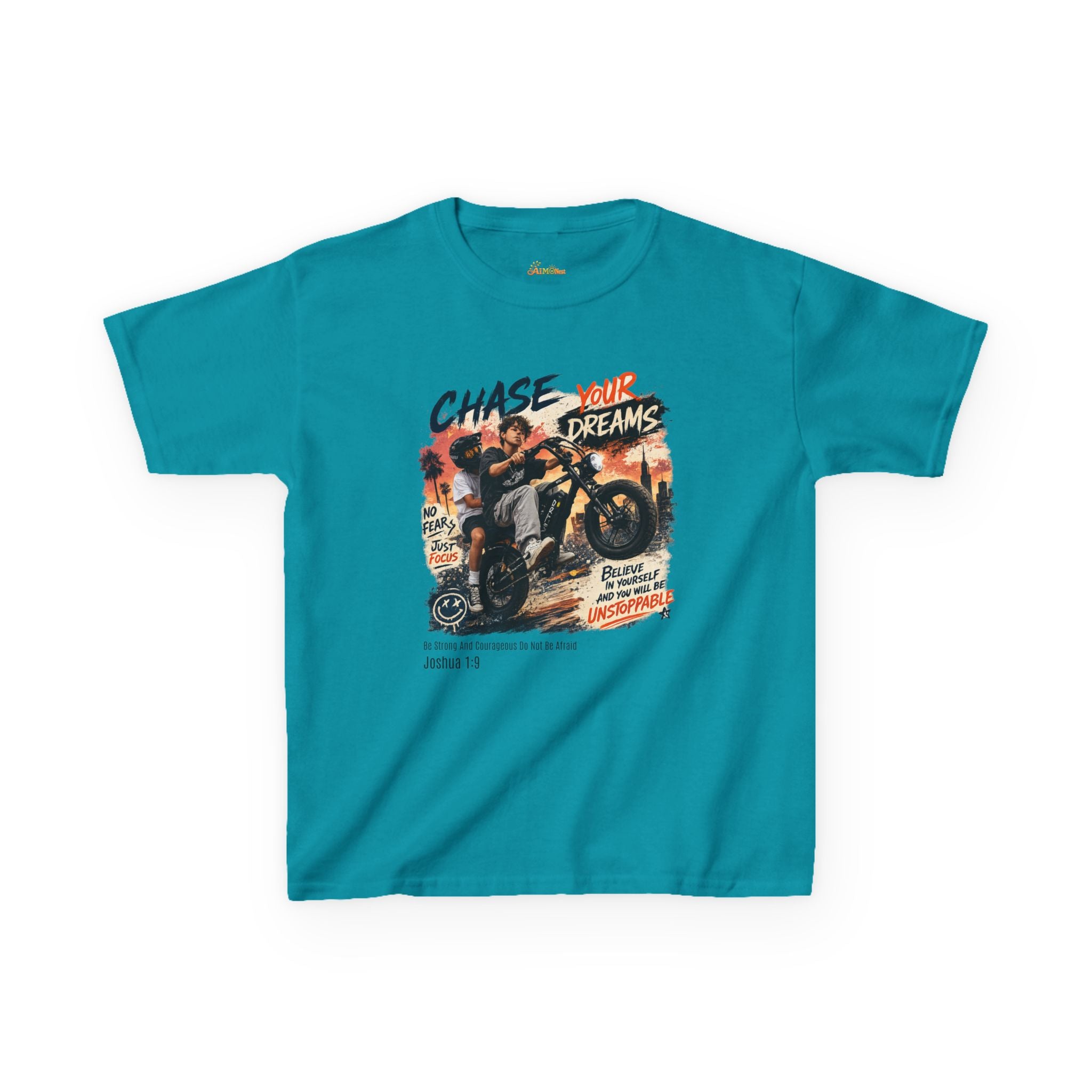 Kids Tee — "Chase Your Dreams" Motorcycle Graphic Shirt 2607012