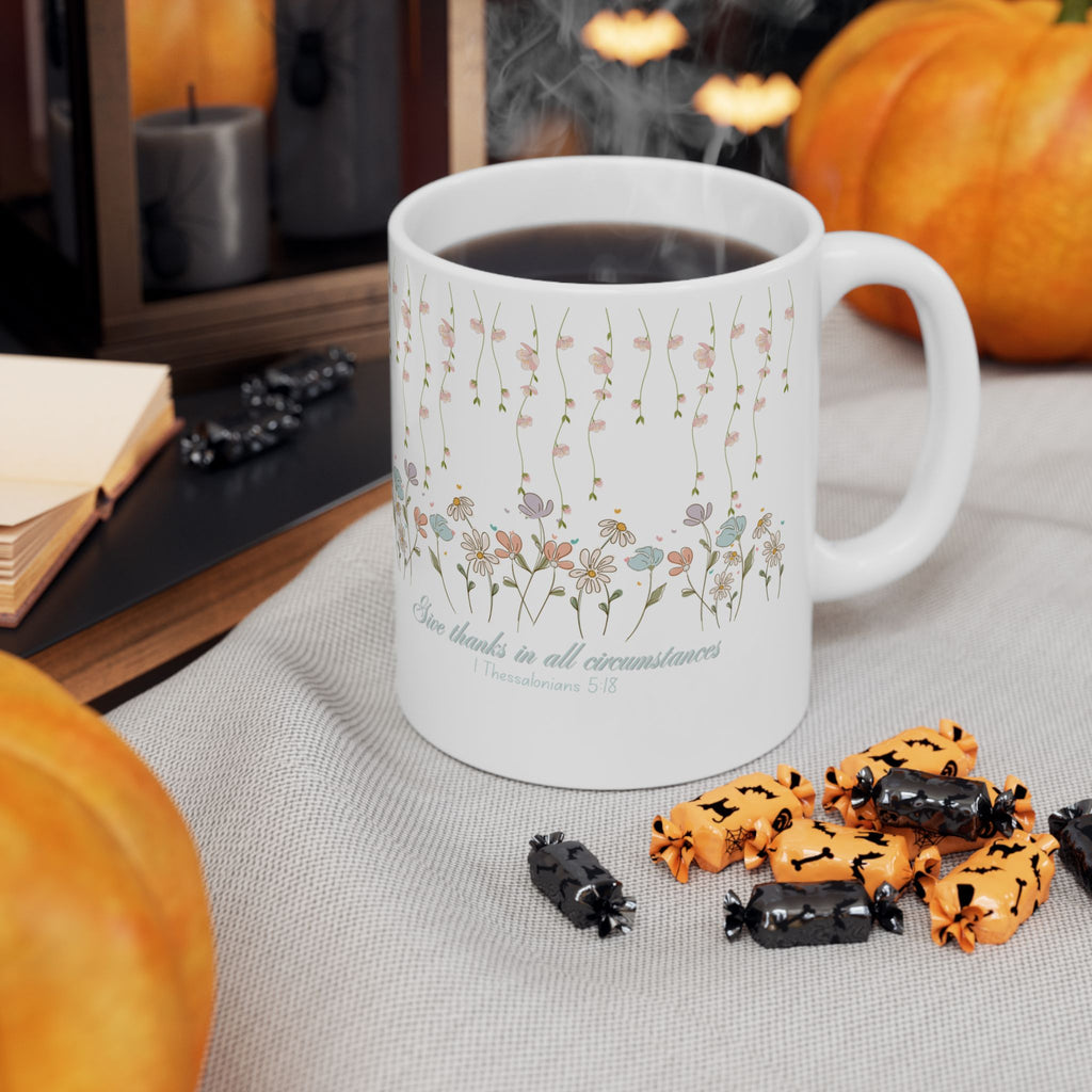 Custom Floral For Thank You Ceramic Coffee Mug   | Love Leaves Beautiful Marks | Memorial Coffee Cup (11oz, 15oz) 2607036