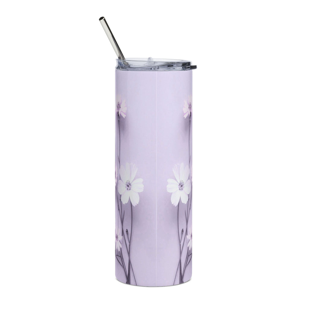 Christian Floral 20oz Stainless Tumbler | Believeth On Me Shall Never Thirst (John 6:35) Purple - 2607051