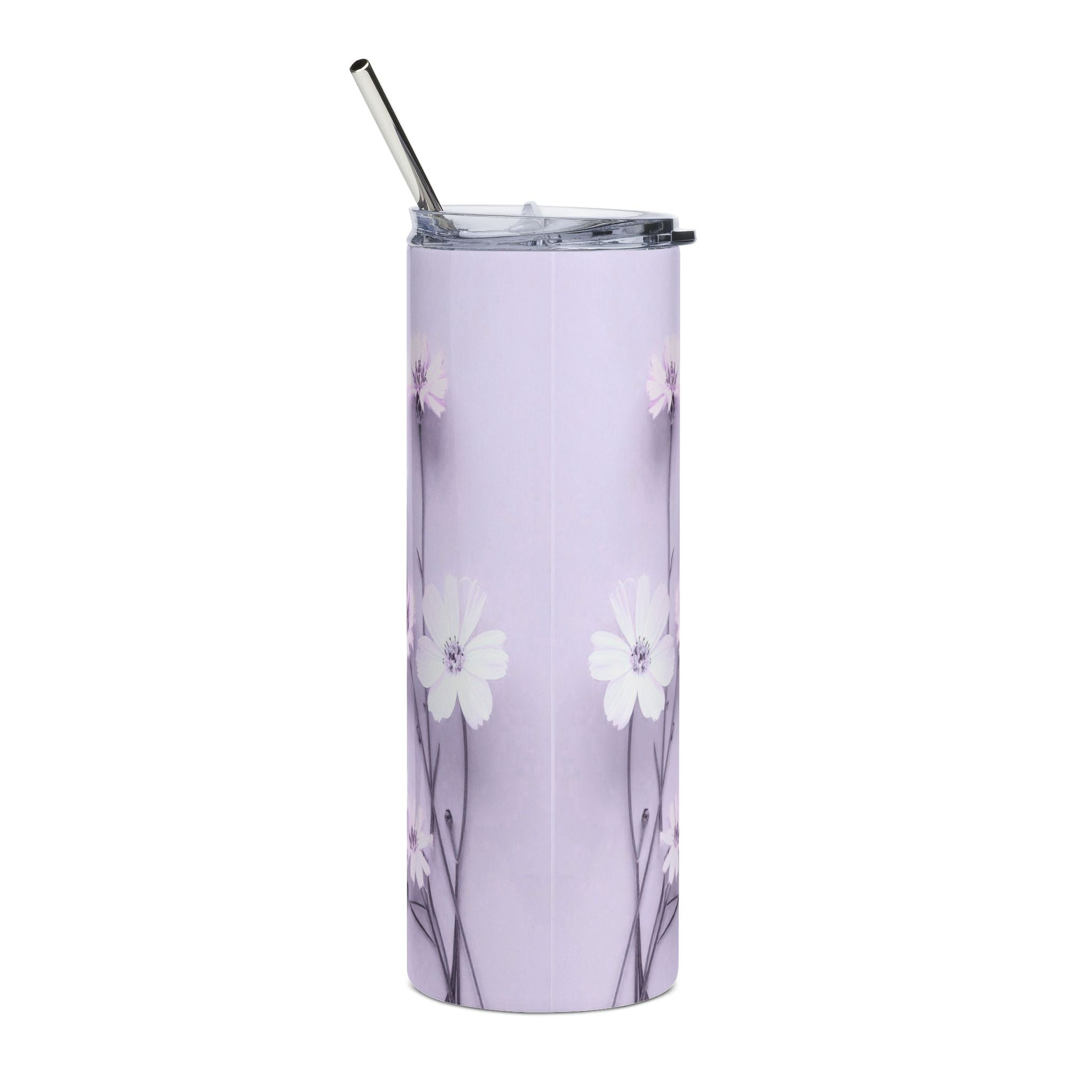 Christian Floral 20oz Stainless Tumbler | Believeth On Me Shall Never Thirst (John 6:35) Purple - 2607051
