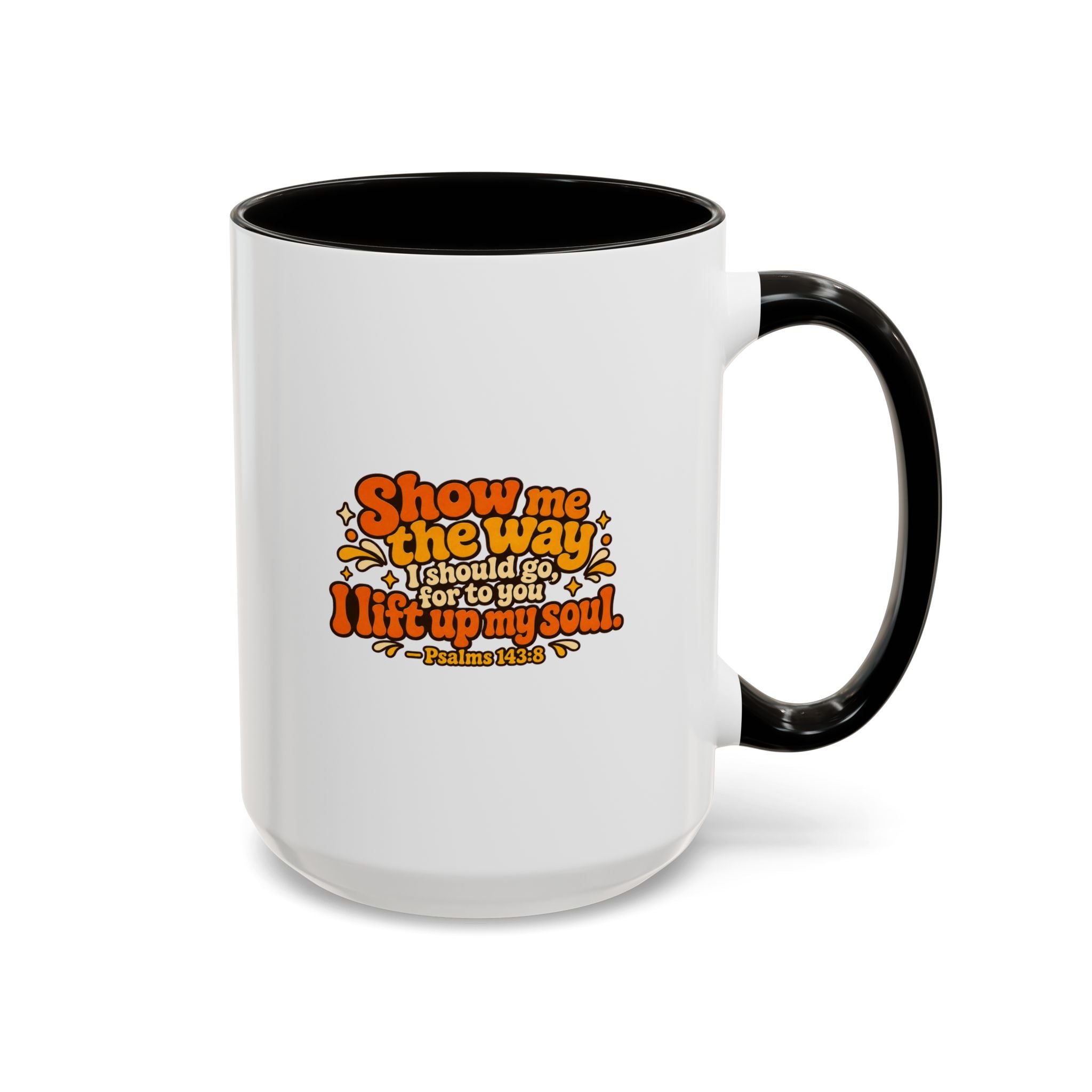 Inspirational Psalm 143:8 Coffee Mug — ‘Show Me The Way’ Retro Scripture Ceramic Mug (11oz/15oz) 2607024