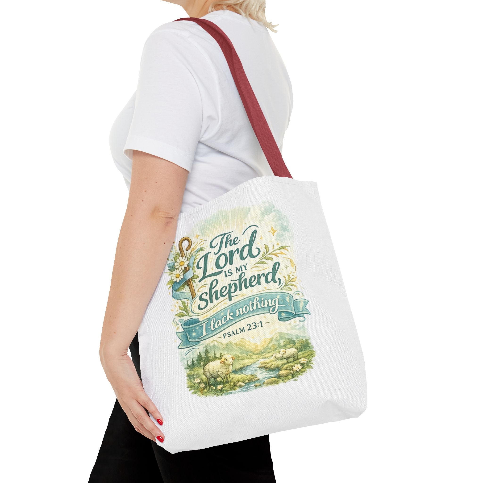Floral Faith Tote Bag | The Lord Is My Shepherd | Psalm 23:1  4 Colors 2607043