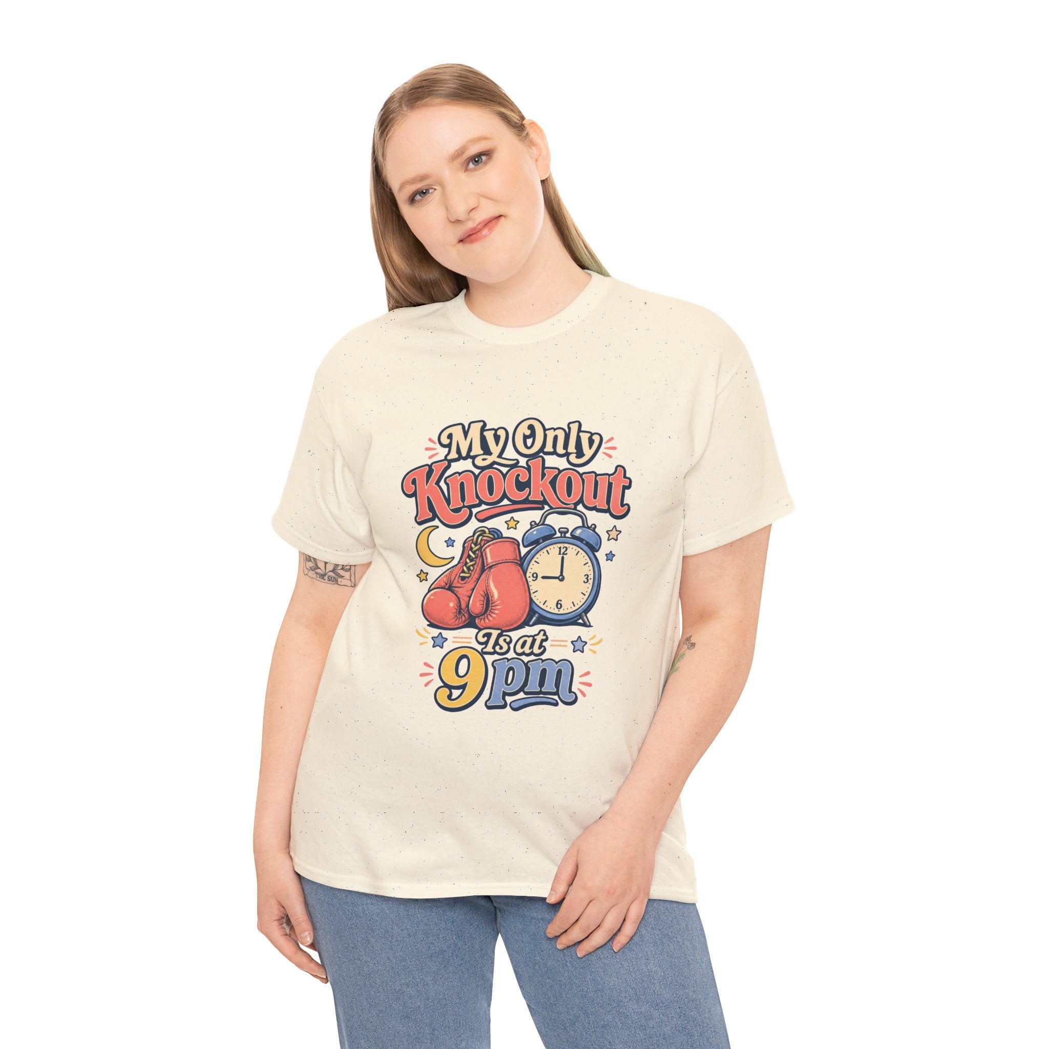 My Only Knockout Is at 9PM T-Shirt |  Funny Night Owl Boxing Graphic Tee  2607044
