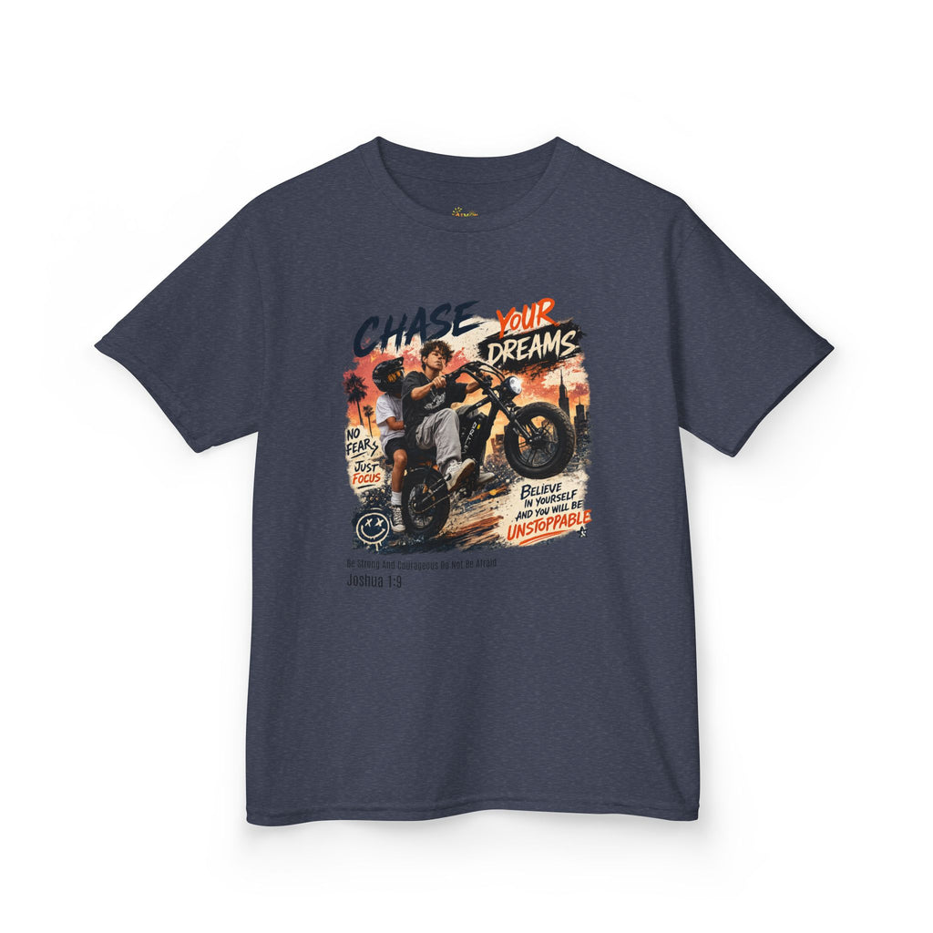 Kids Tee — "Chase Your Dreams" Motorcycle Graphic Shirt