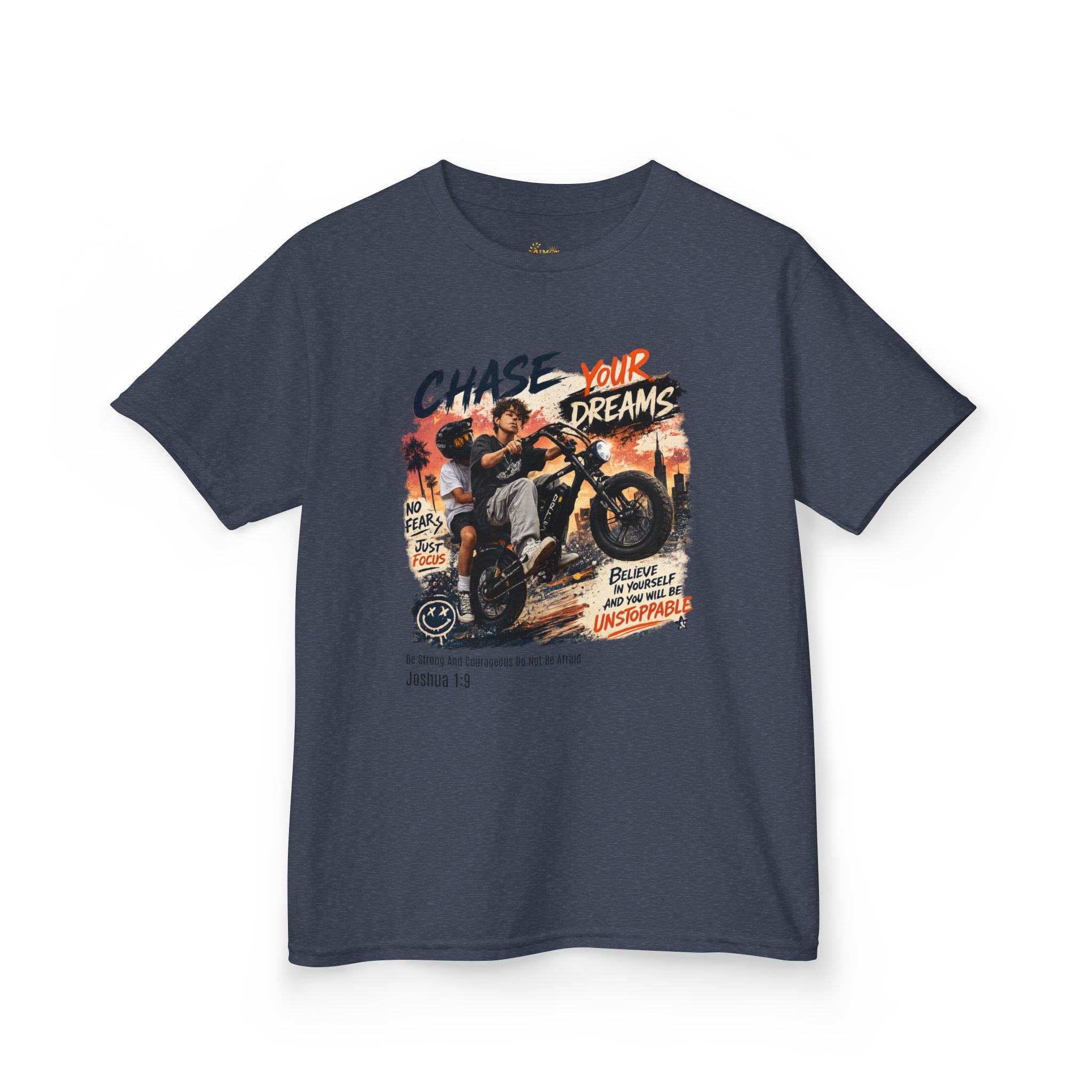 Kids Tee — "Chase Your Dreams" Motorcycle Graphic Shirt