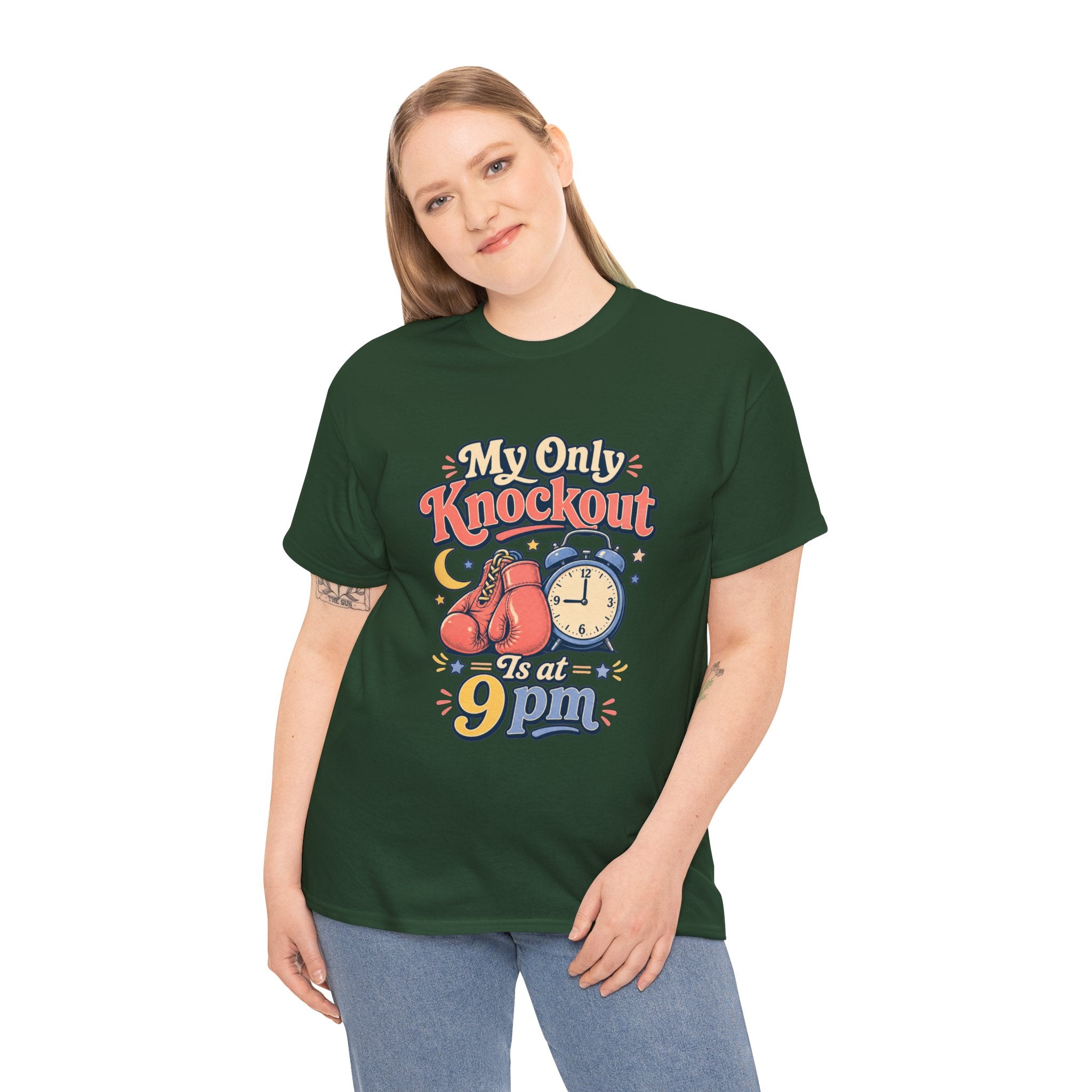 My Only Knockout Is at 9PM T-Shirt |  Funny Night Owl Boxing Graphic Tee  2607044