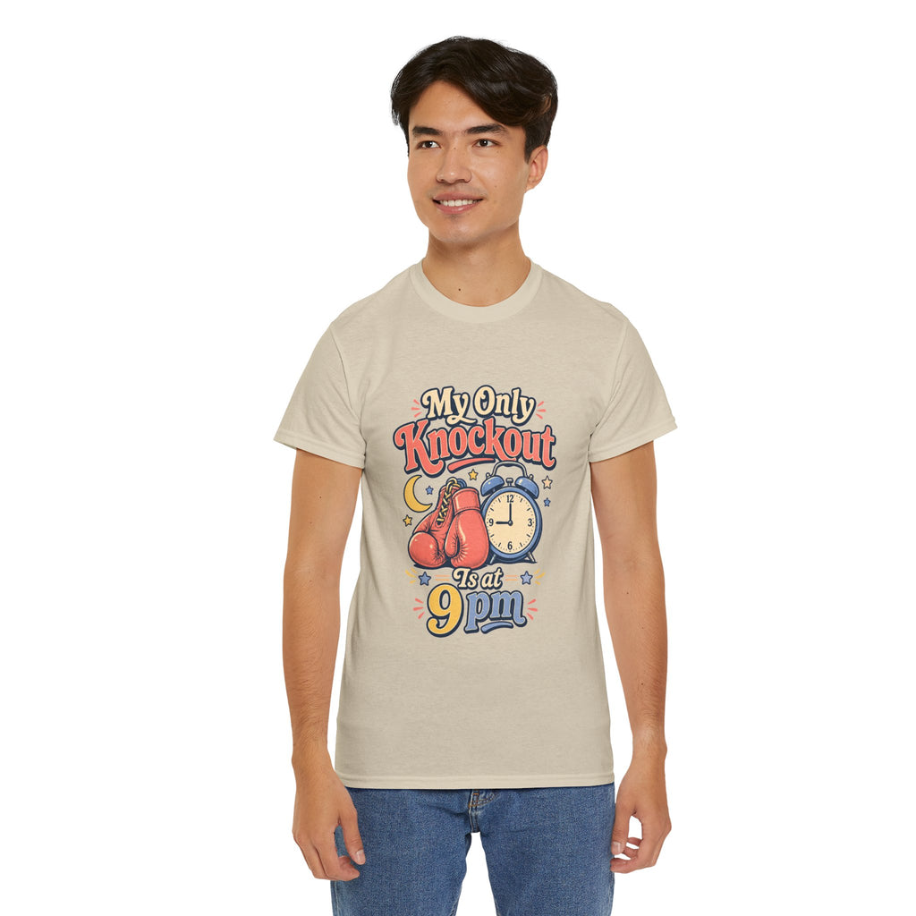 My Only Knockout Is at 9PM T-Shirt |  Funny Night Owl Boxing Graphic Tee  2607044