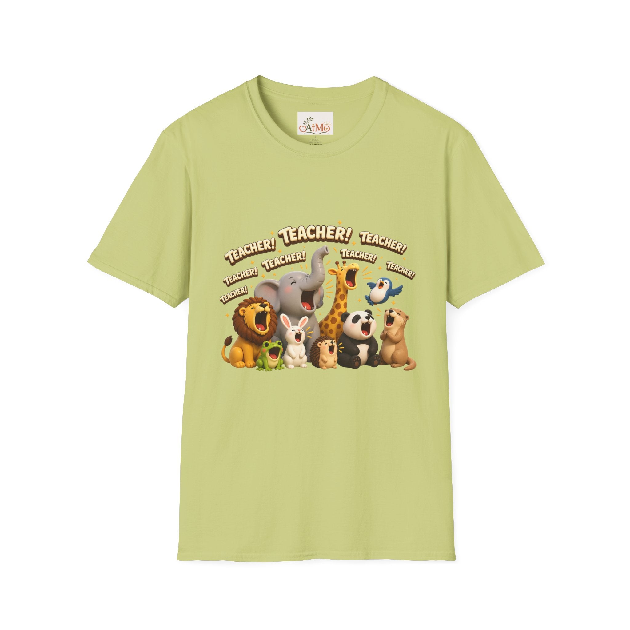 Cute Jungle Animals Saying TEACHER! T-Shirt | Elephant Giraffe Lion Penguin Design