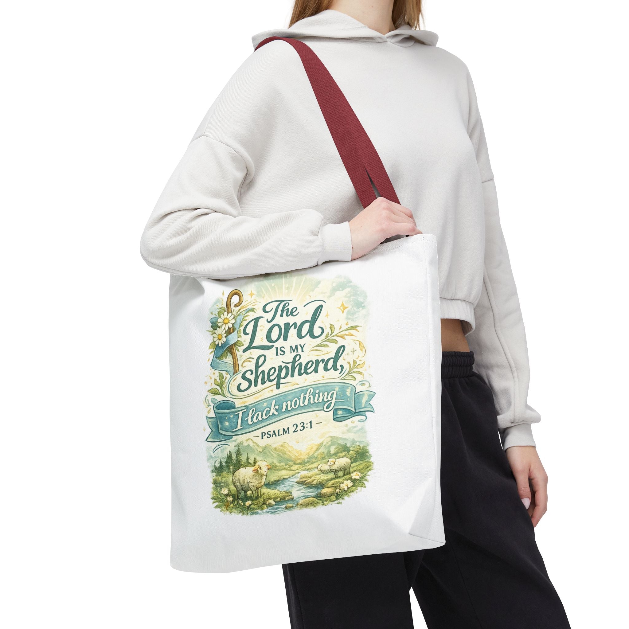 Floral Faith Tote Bag | The Lord Is My Shepherd | Psalm 23:1  4 Colors 2607043