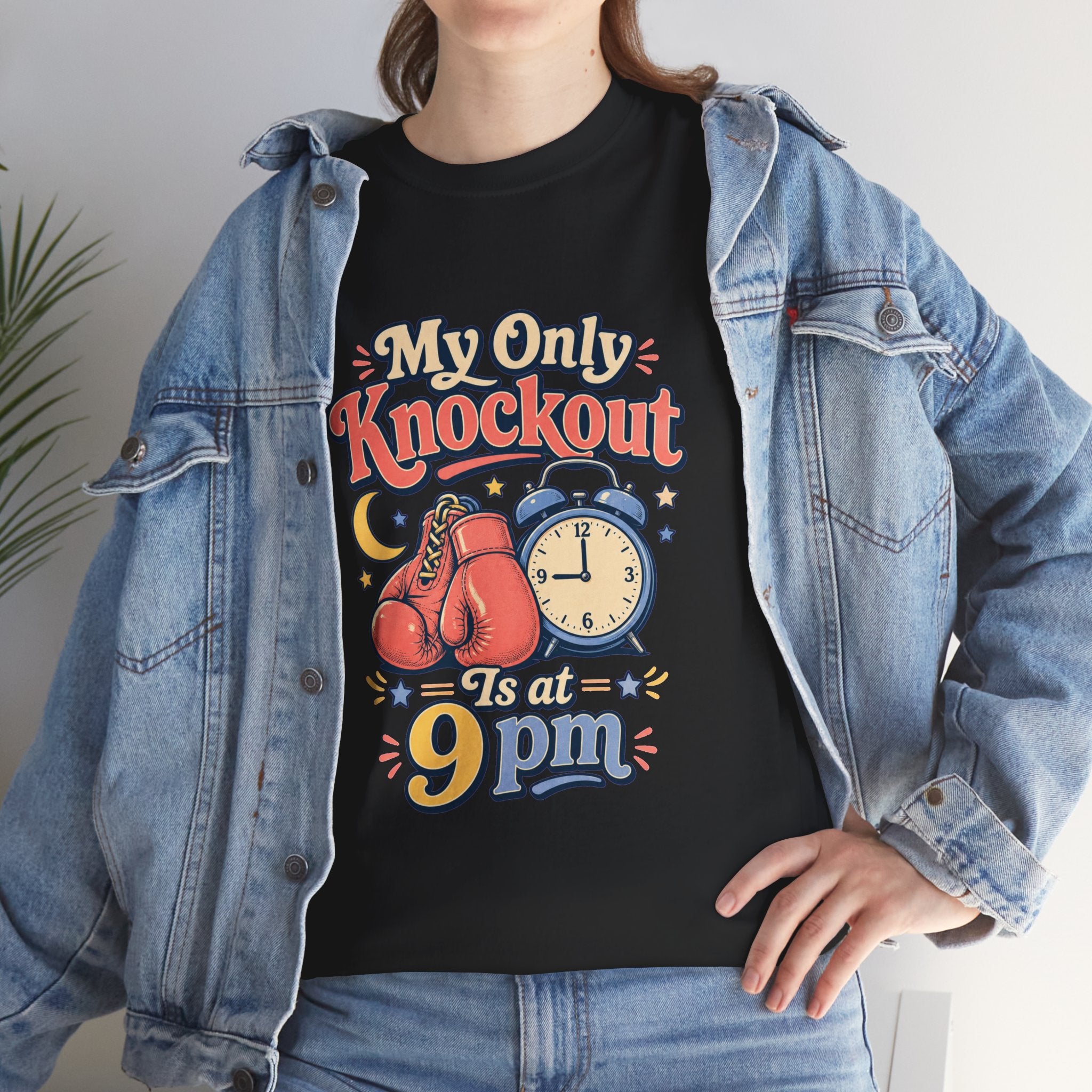 My Only Knockout Is at 9PM T-Shirt |  Funny Night Owl Boxing Graphic Tee  2607044