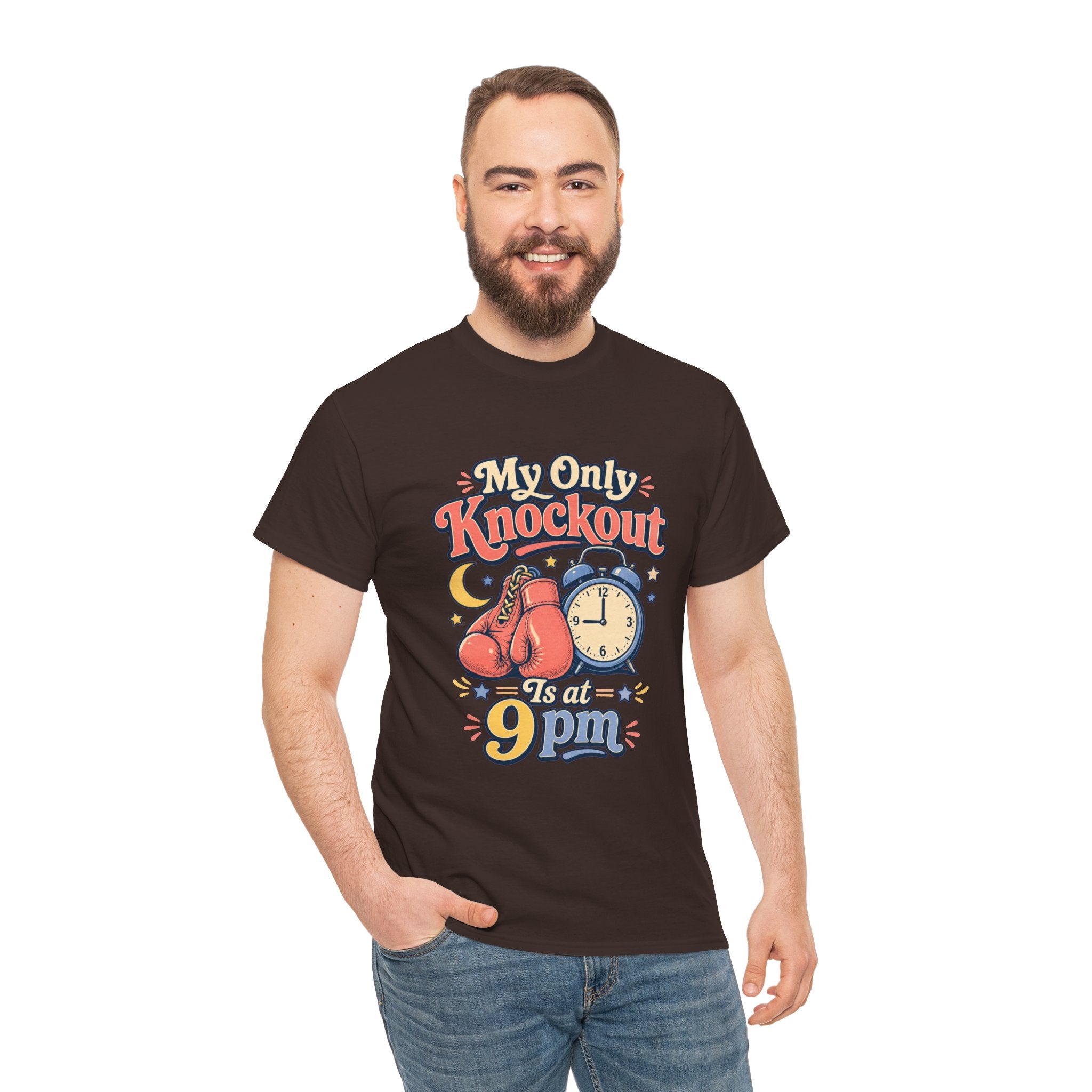 My Only Knockout Is at 9PM T-Shirt |  Funny Night Owl Boxing Graphic Tee  2607044