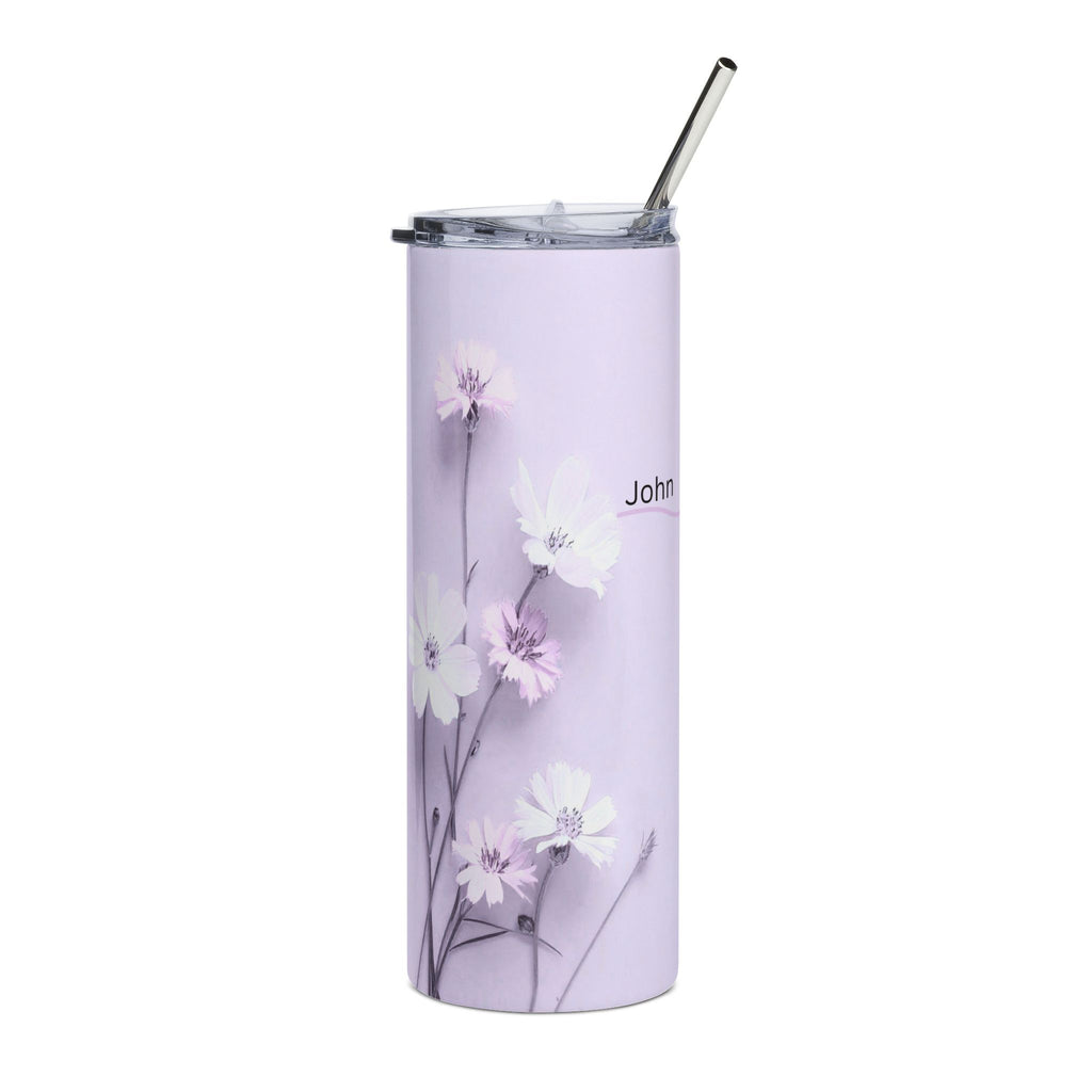 Christian Floral 20oz Stainless Tumbler | Believeth On Me Shall Never Thirst (John 6:35) Purple - 2607051