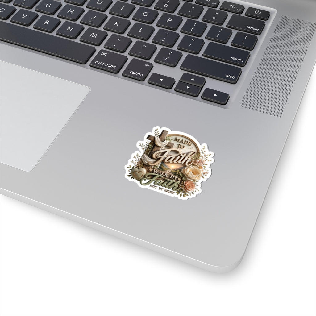 Faith sticker | Christian cross floral cut sticker