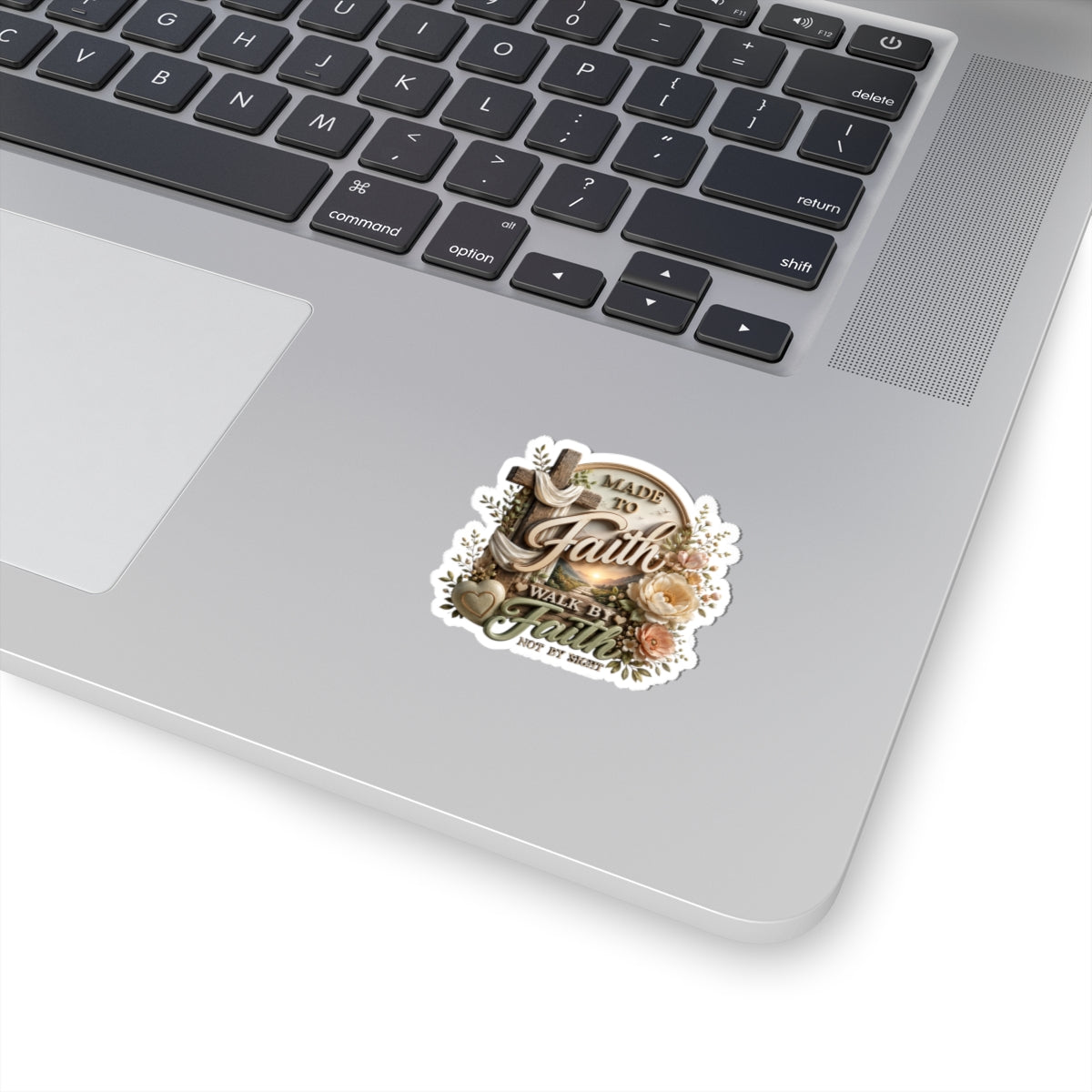Faith sticker | Christian cross floral cut sticker
