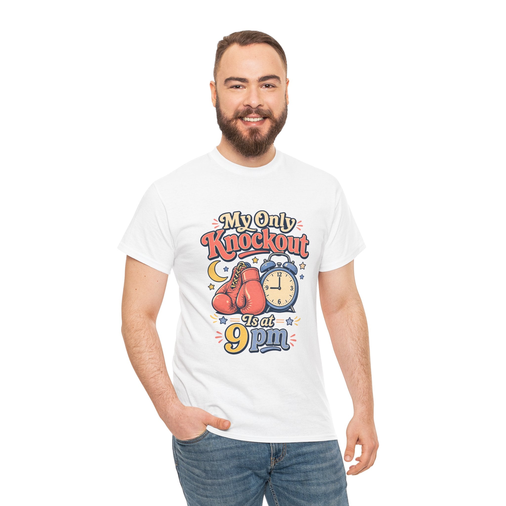 My Only Knockout Is at 9PM T-Shirt |  Funny Night Owl Boxing Graphic Tee  2607044