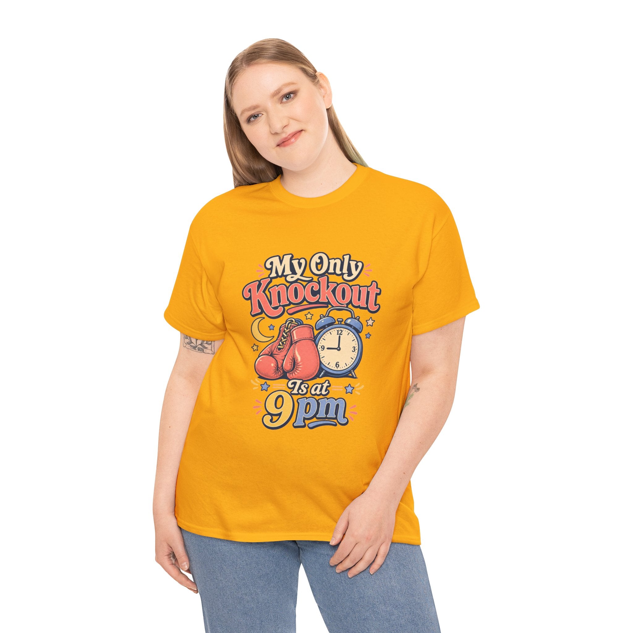 My Only Knockout Is at 9PM T-Shirt |  Funny Night Owl Boxing Graphic Tee  2607044
