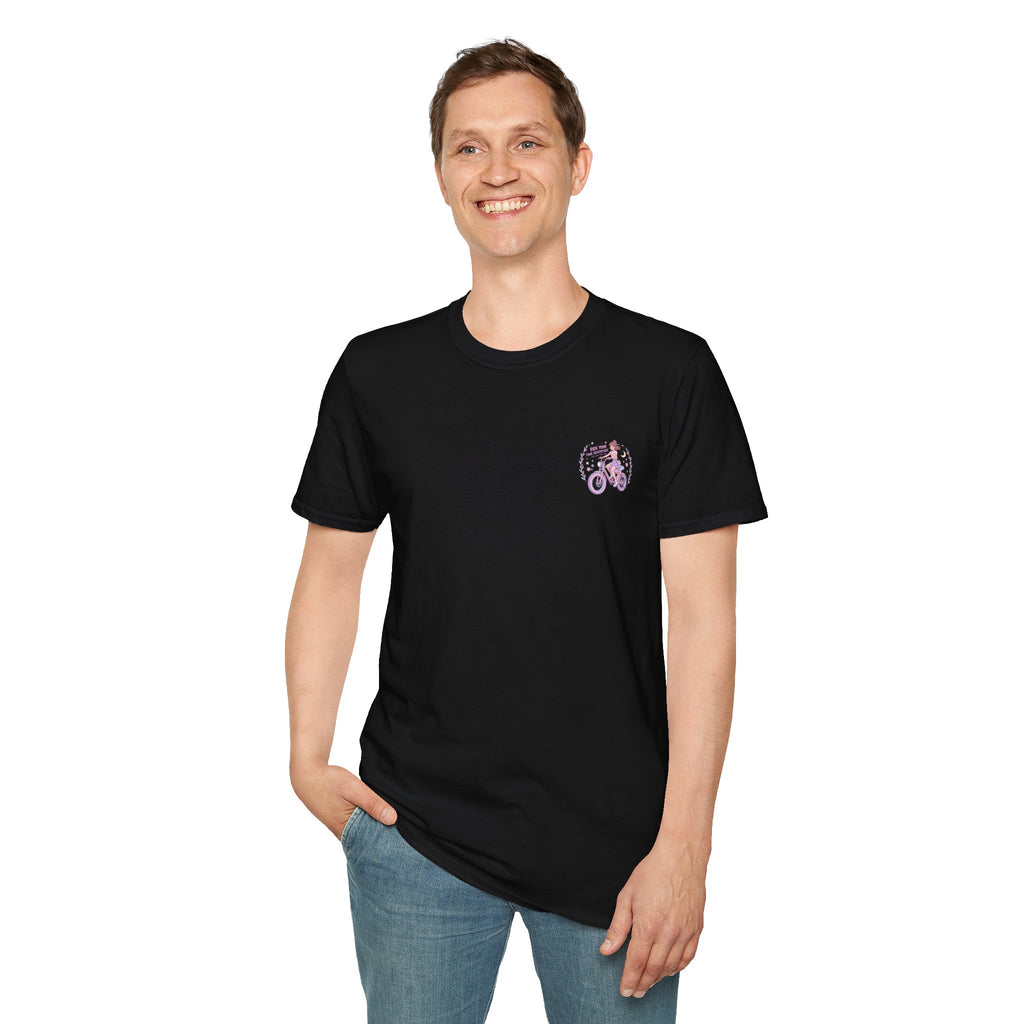 Vintage Lavender Bicycle Pocket T‑Shirt — Cute Retro Bike Graphic Tee