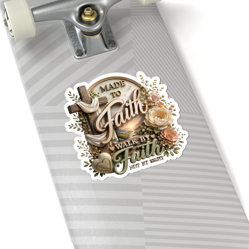 Faith sticker | Christian cross floral cut sticker