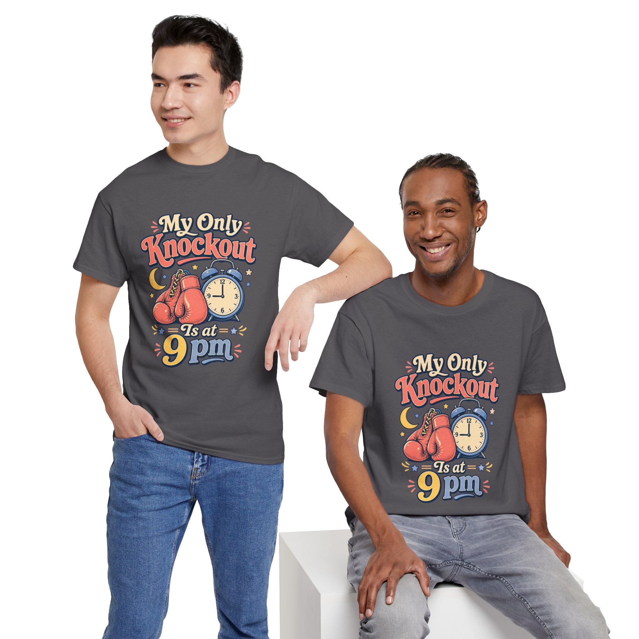 My Only Knockout Is at 9PM T-Shirt |  Funny Night Owl Boxing Graphic Tee  2607044