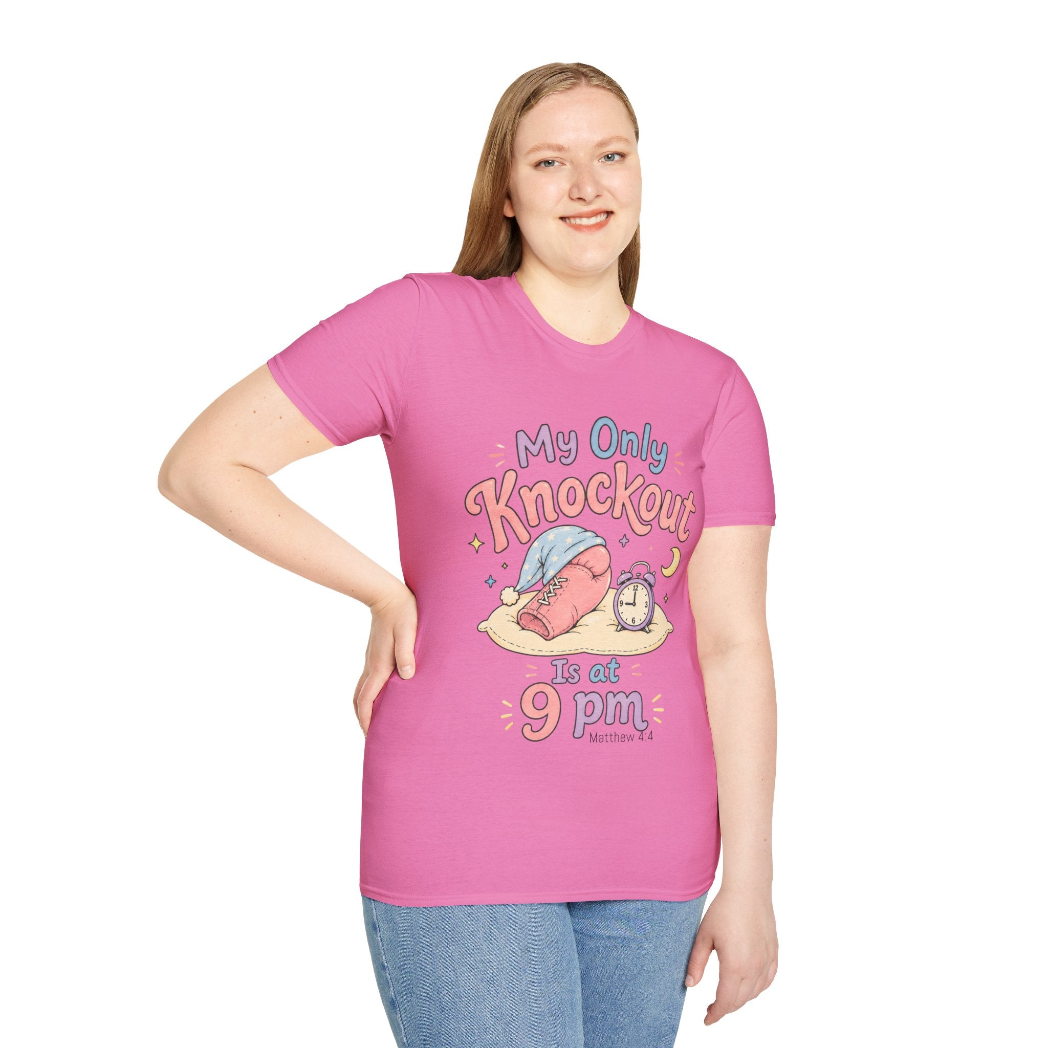 T-Shirt — "My Only Knockout Is at 9 PM" Cute Sleepy Boxing Cartoon Tee