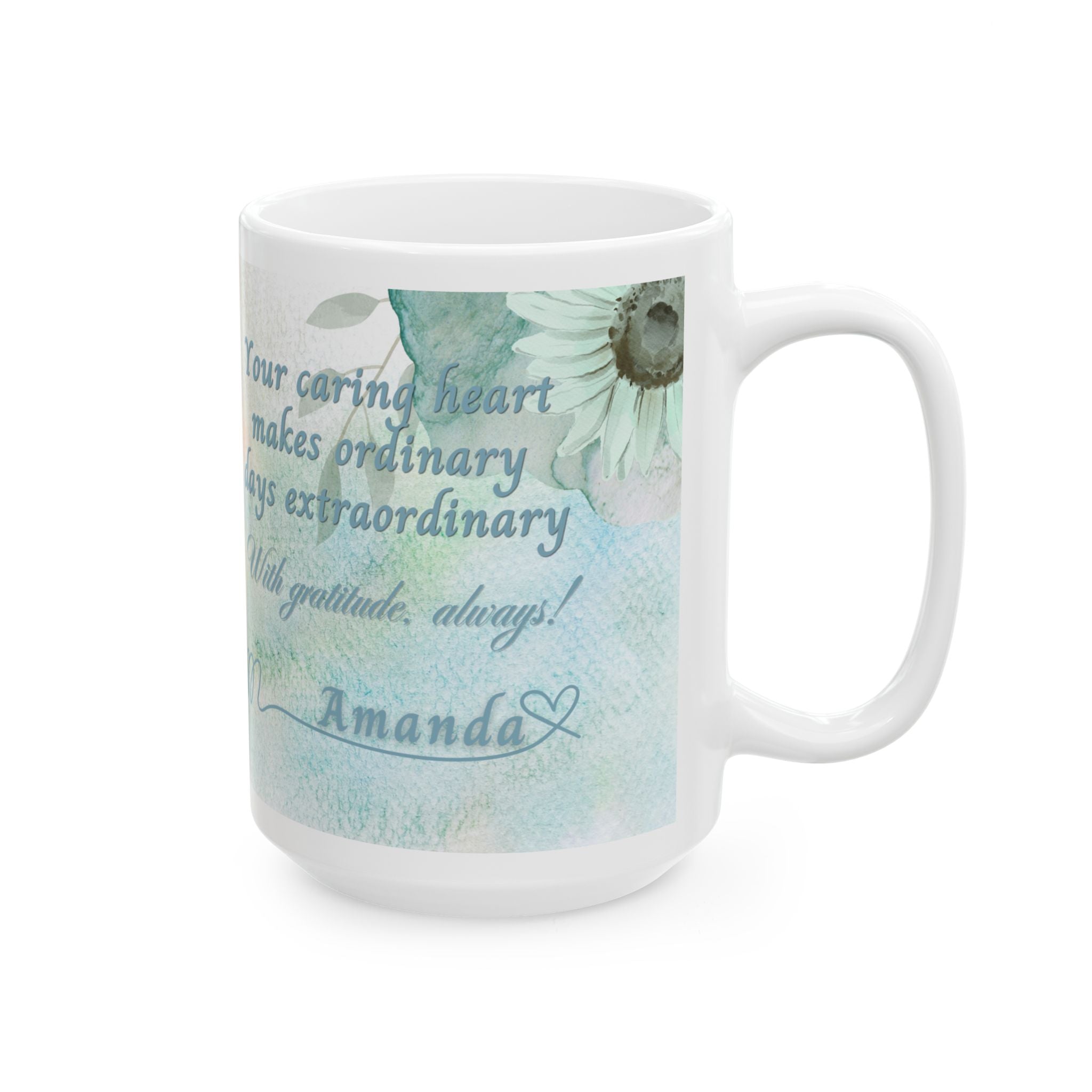 Custom Name with Gratitude Floral Ceramic Coffee Mug | Personalized for Thank You Coffee Mug (11oz, 15oz) 2607034