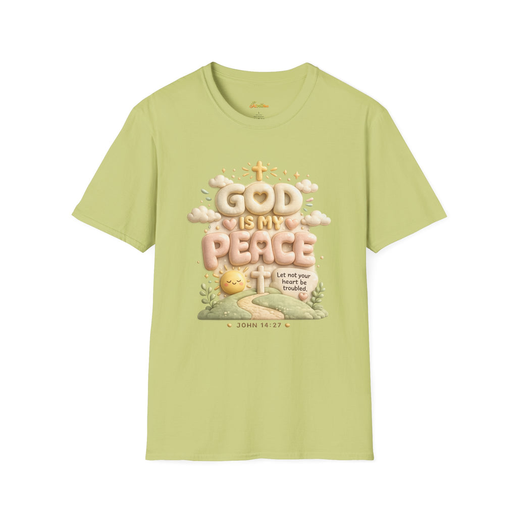 God Is My Peace T-Shirt — Christian Faith Tee with Soft Pastel Cloud Design