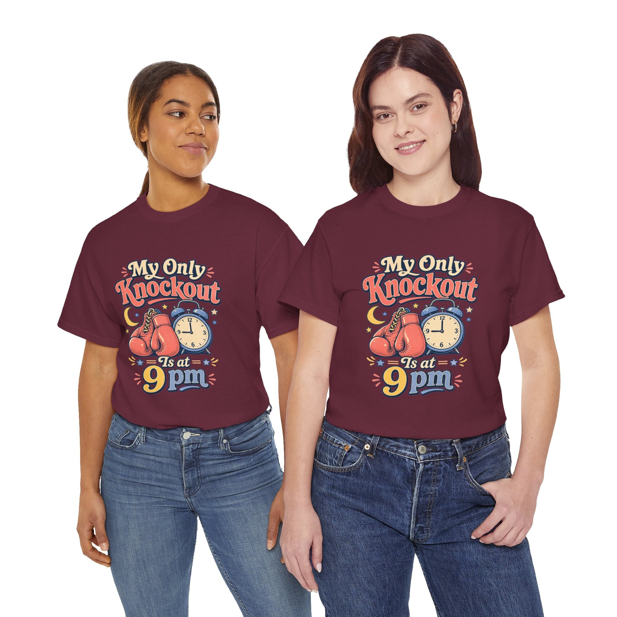My Only Knockout Is at 9PM T-Shirt |  Funny Night Owl Boxing Graphic Tee  2607044