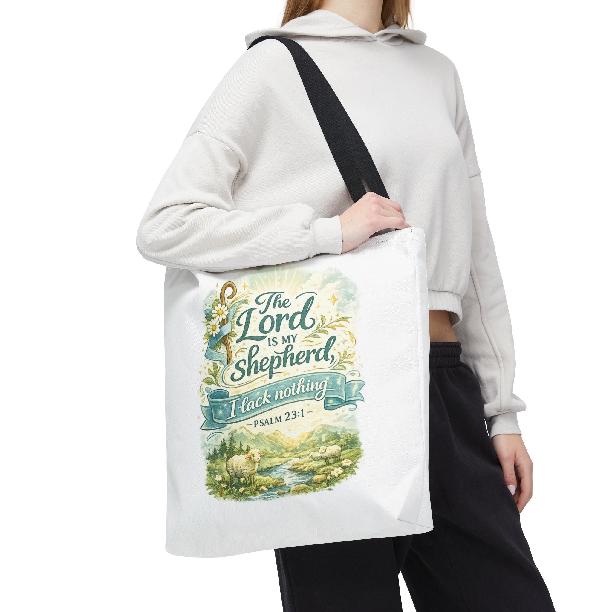 Floral Faith Tote Bag | The Lord Is My Shepherd | Psalm 23:1  4 Colors 2607043