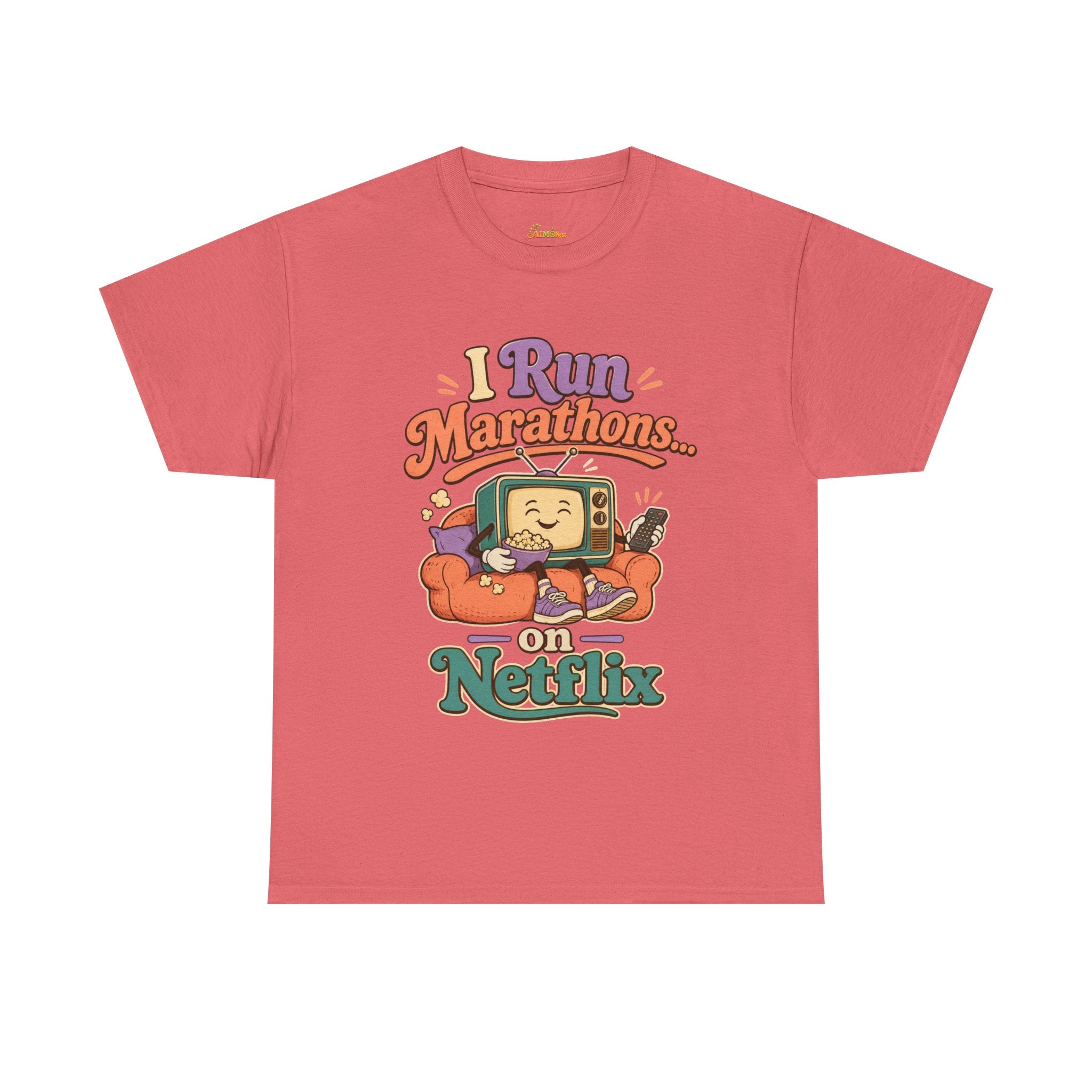TV Marathon Tee — "I Run Marathons on Netflix" Funny Binge-Watching Shirt
