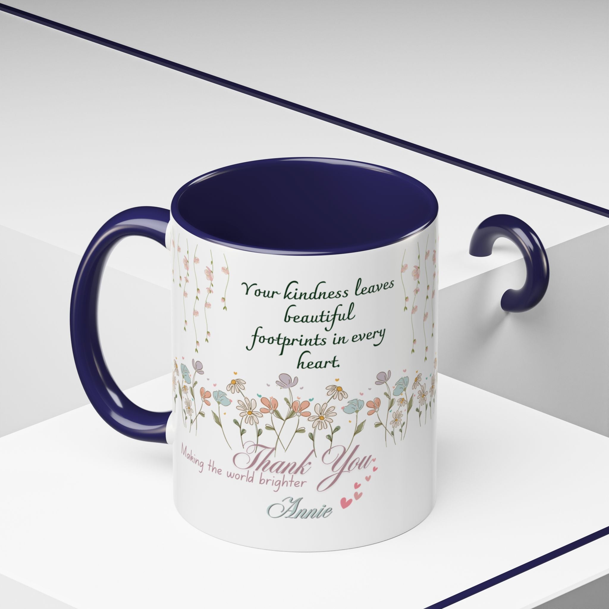 Custom Name For Thank You Coffee Mug | Personalized Grateful Floral Coffee Mug |  Gentle Remembrance 11oz | 15oz 2607033