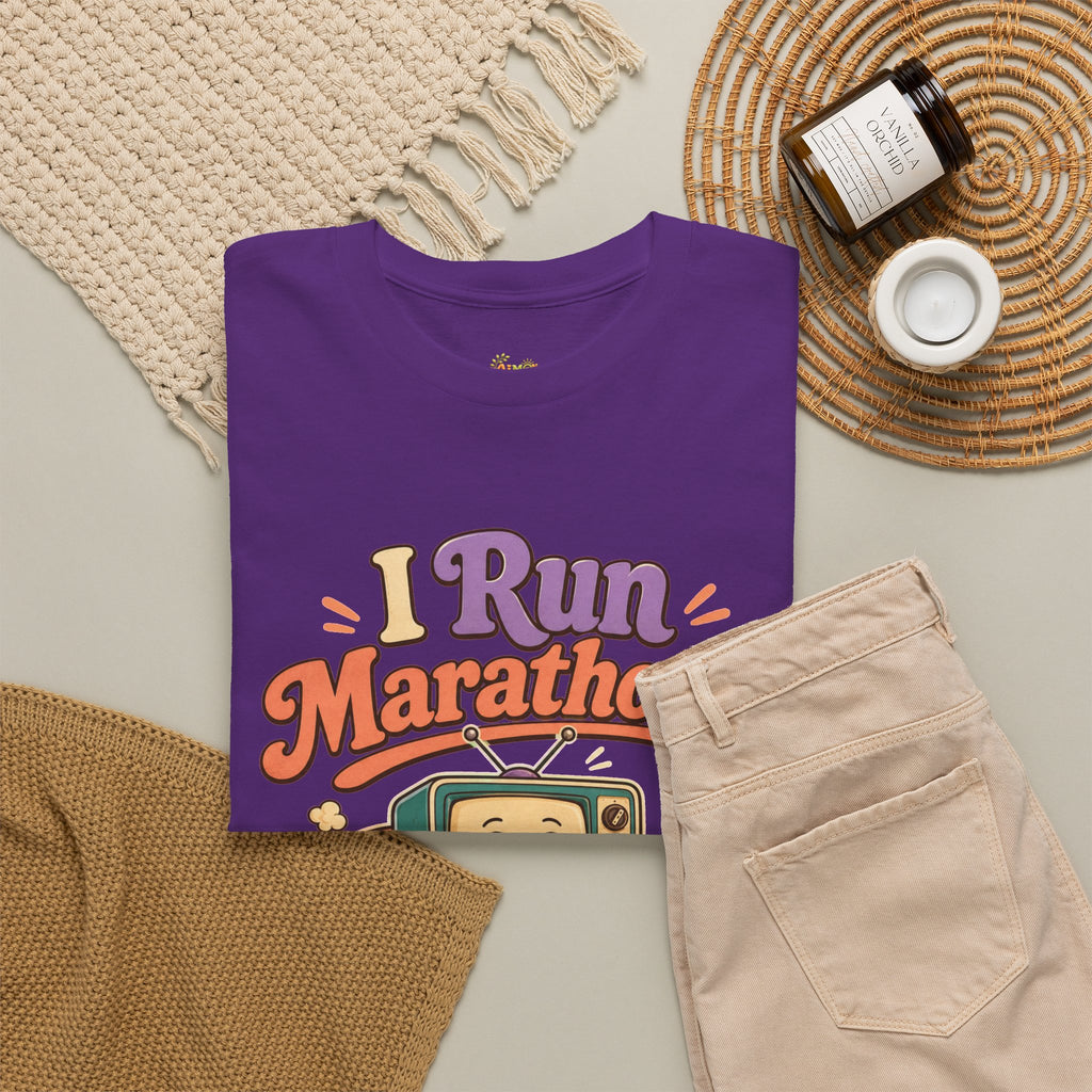 TV Marathon Tee — "I Run Marathons on Netflix" Funny Binge-Watching Shirt
