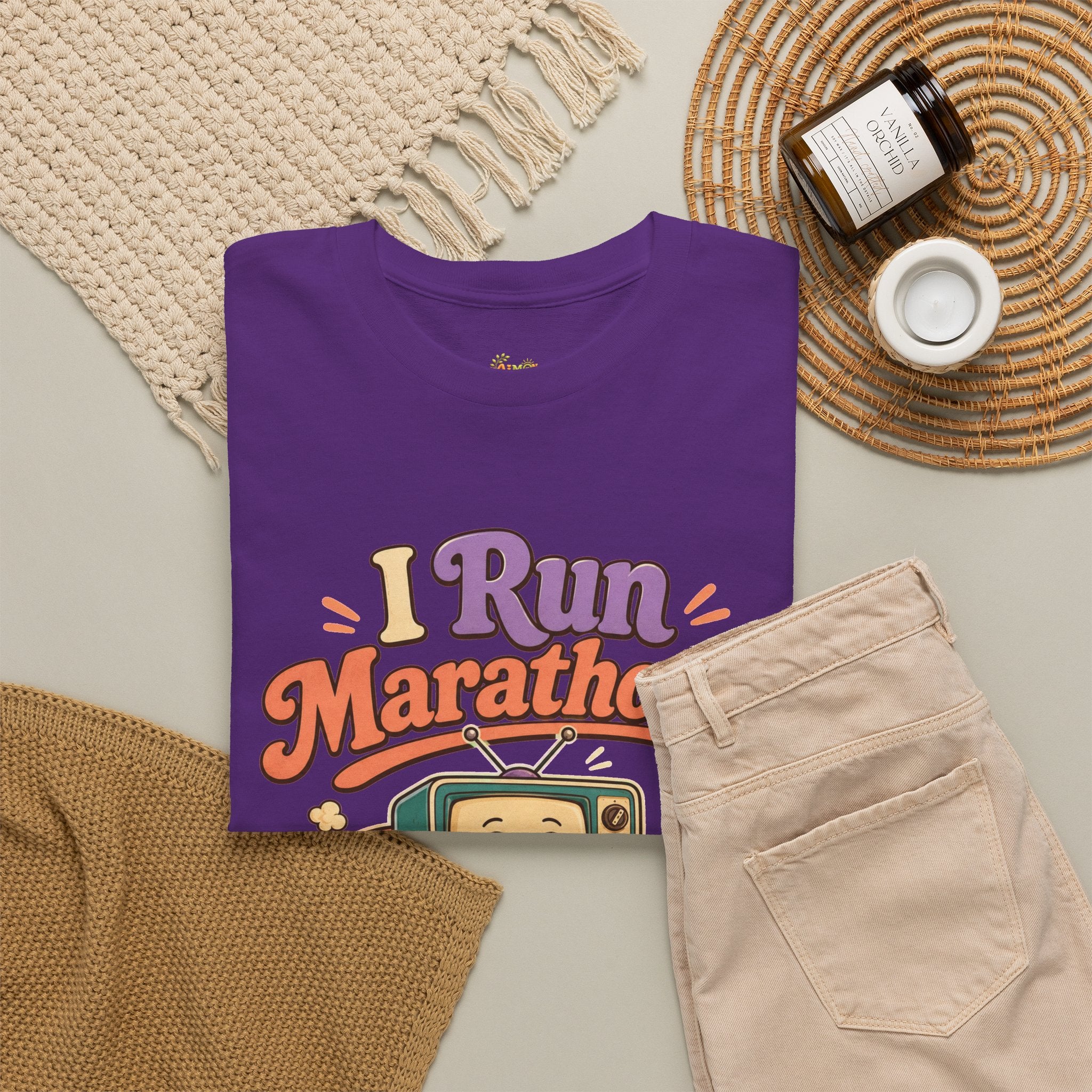 TV Marathon Tee — "I Run Marathons on Netflix" Funny Binge-Watching Shirt